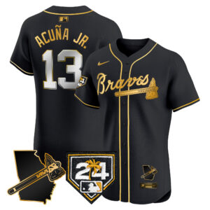 Men's Atlanta Braves 2024 Spring Training & Georgia Patch Vapor Premier Elite Jersey - All Stitched