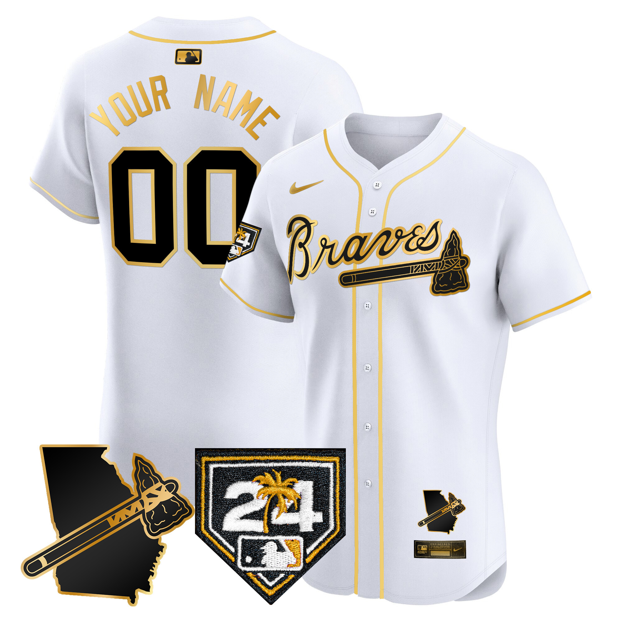 Atlanta Braves 2024 Spring Training & Georgia Patch Vapor Premier Elite Custom Jersey - All Stitched - Image 2