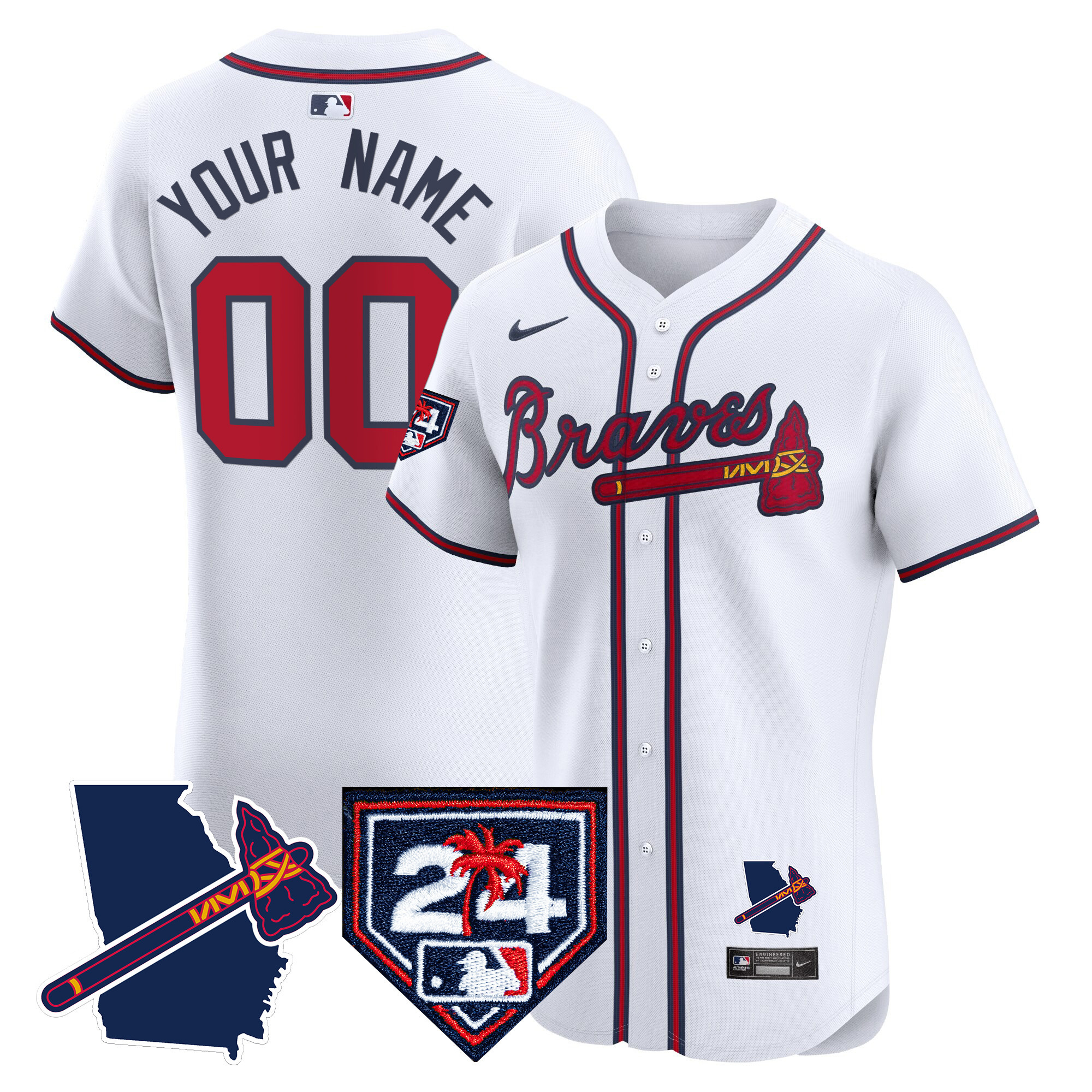 Atlanta Braves 2024 Spring Training & Georgia Patch Vapor Premier Elite Custom Jersey - All Stitched - Image 3