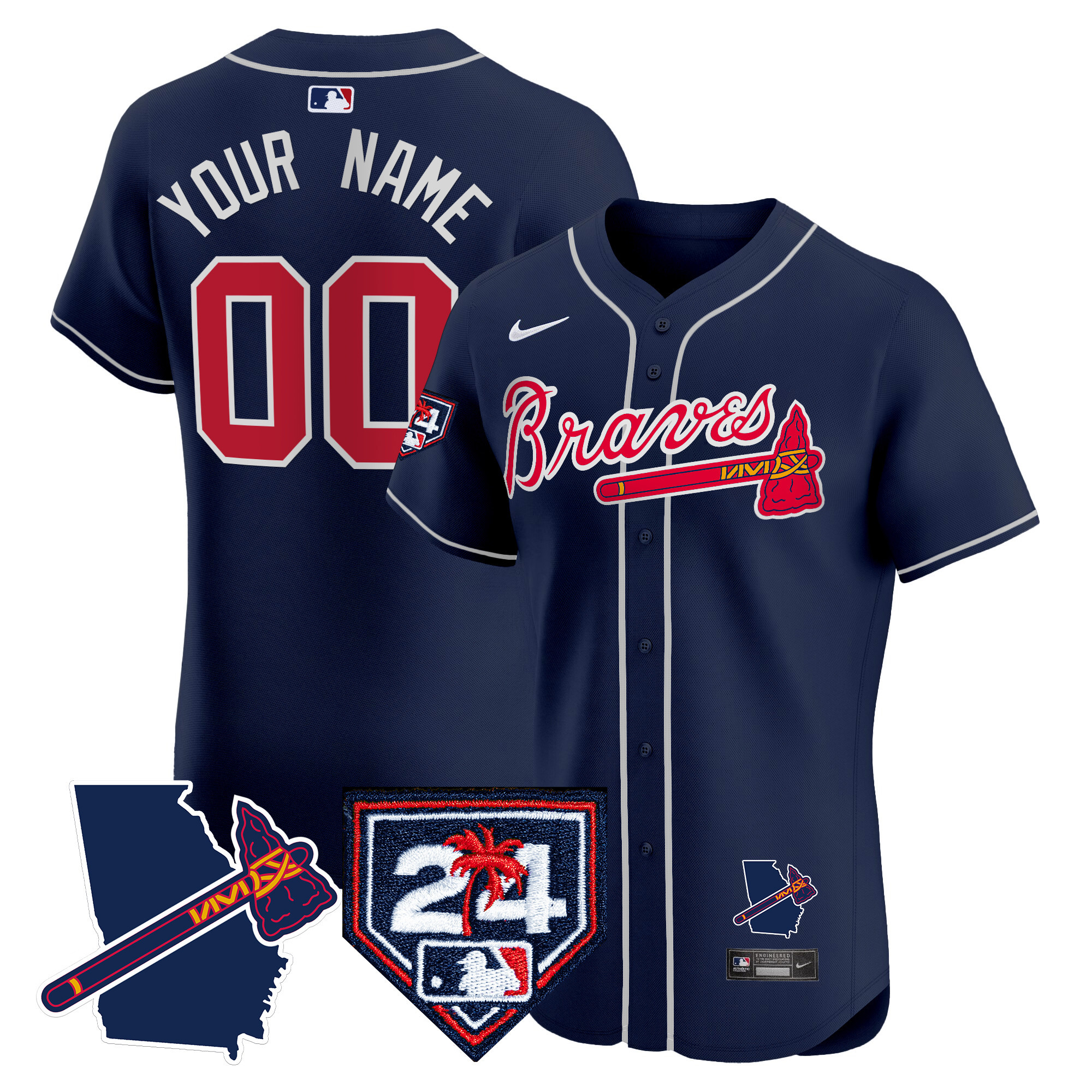 Atlanta Braves 2024 Spring Training & Georgia Patch Vapor Premier Elite Custom Jersey - All Stitched - Image 5