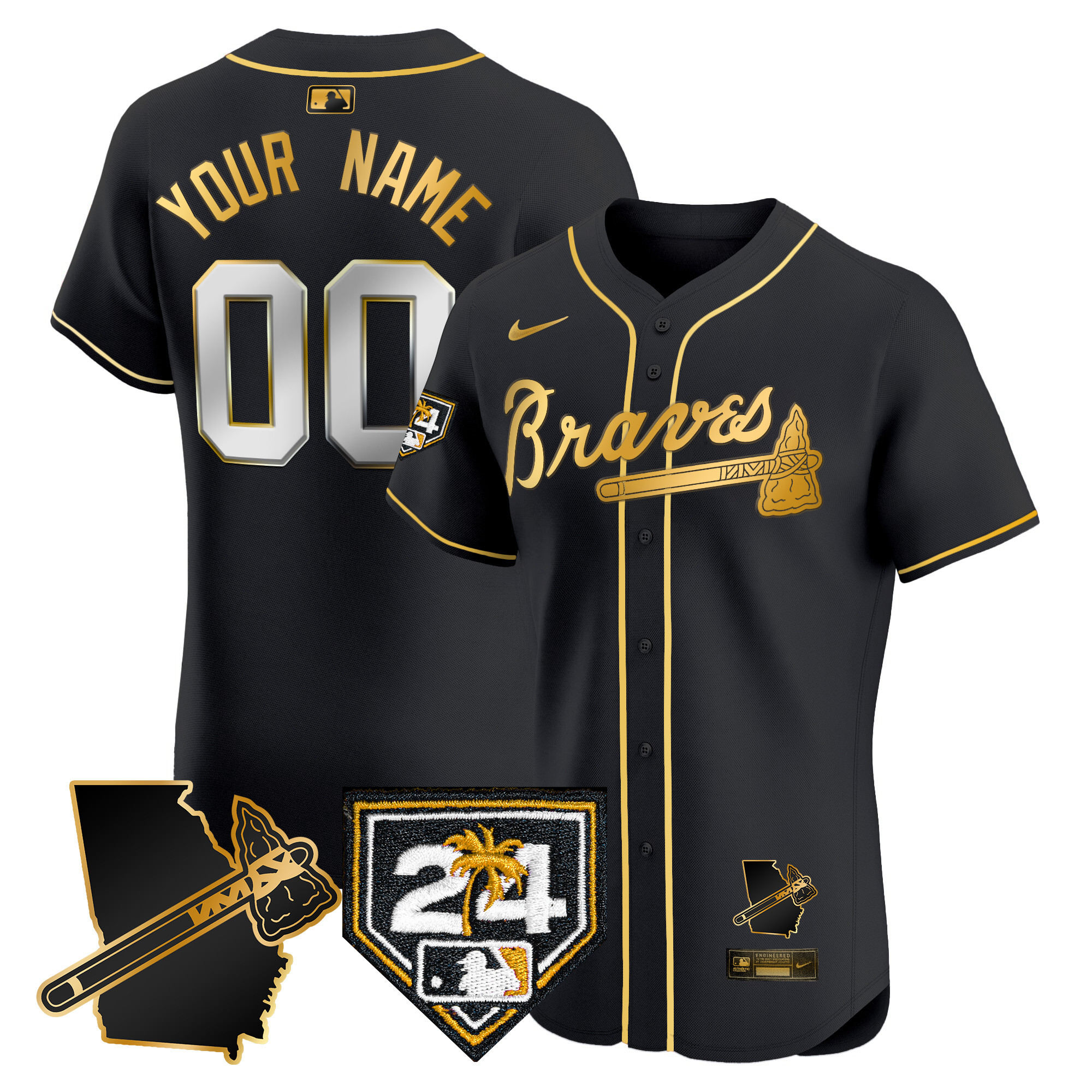 Atlanta Braves 2024 Spring Training & Georgia Patch Vapor Premier Elite Custom Jersey - All Stitched