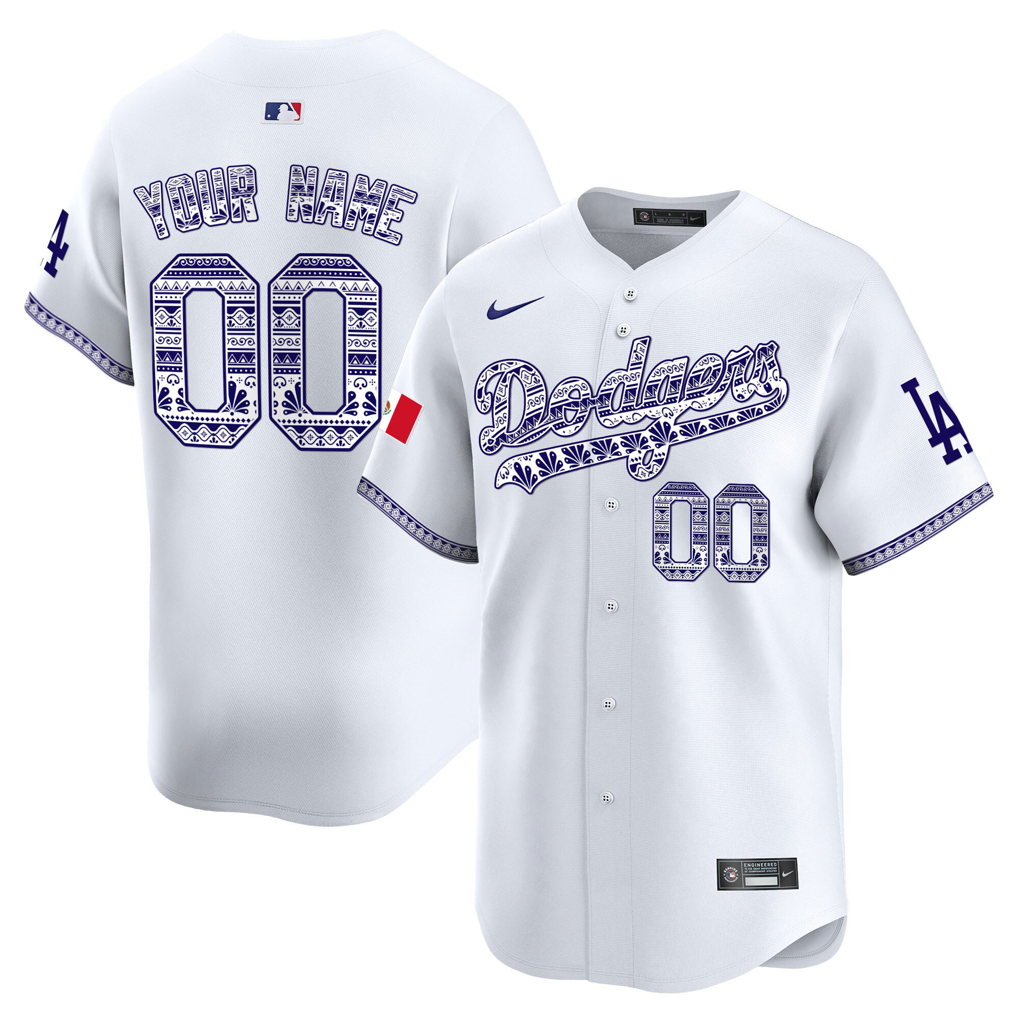 Los Angeles Dodgers Mexico Vapor Premier Limited Custom Jersey V3 - All Stitched
