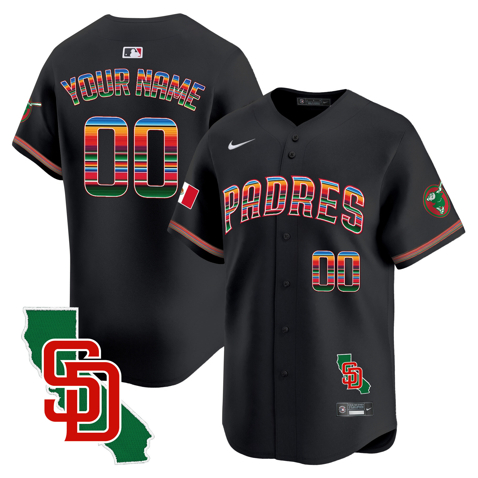 Padres Mexico California Patch Vapor Premier Limited Custom Jersey – All Stitched - Image 2