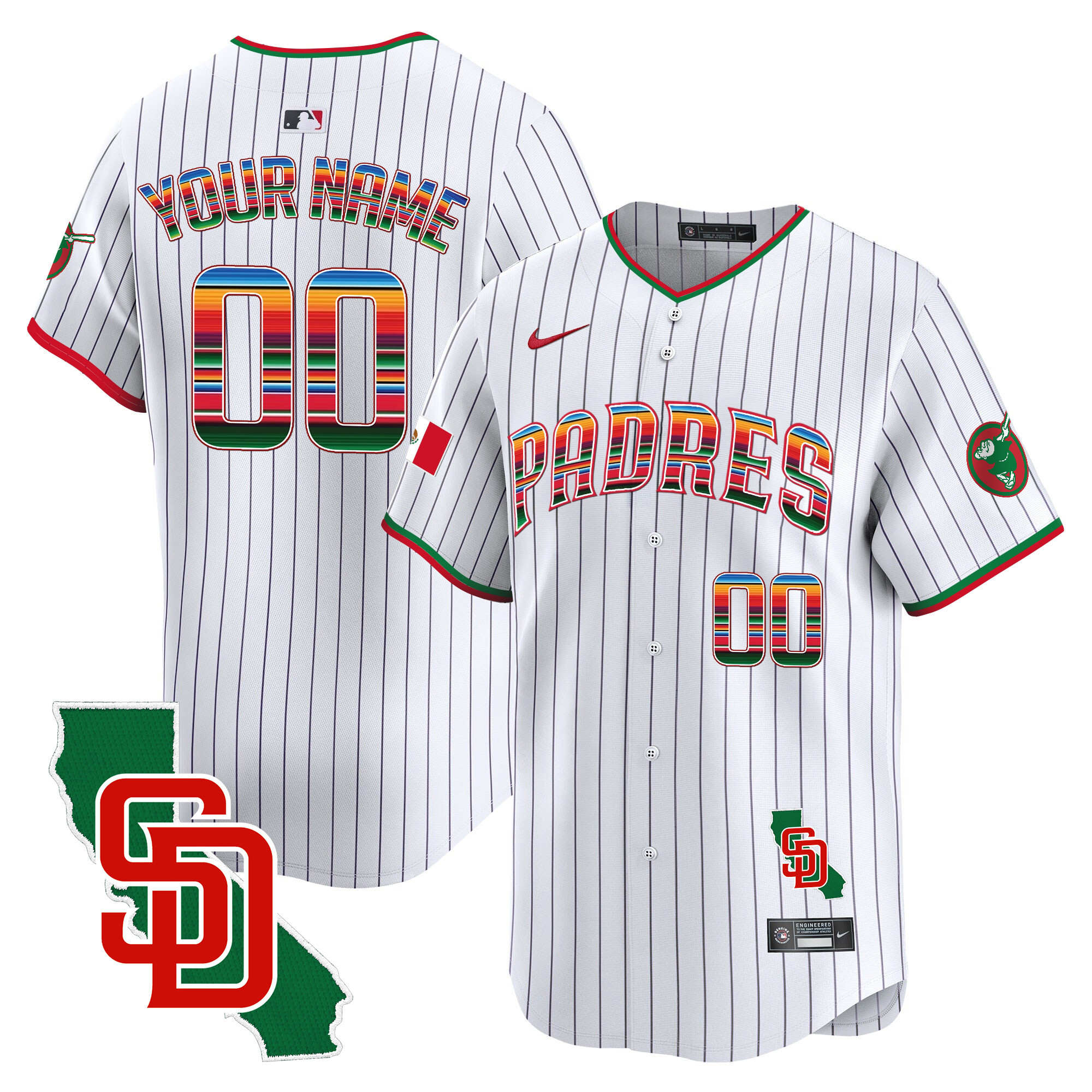 Padres Mexico California Patch Vapor Premier Limited Custom Jersey – All Stitched - Image 4