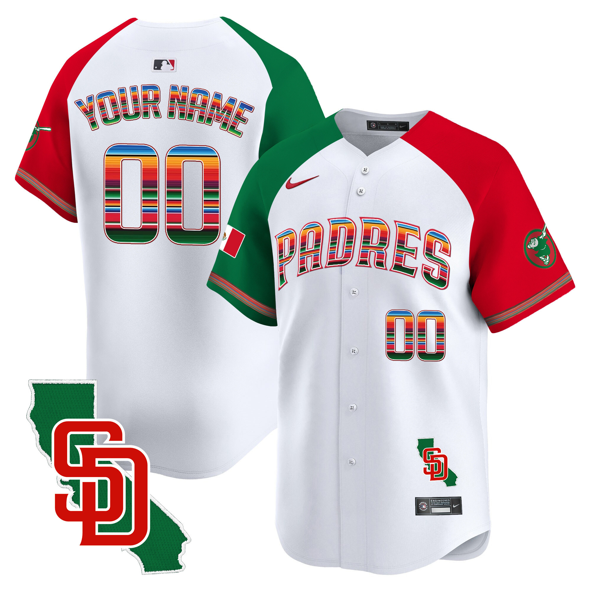 Padres Mexico California Patch Vapor Premier Limited Custom Jersey – All Stitched - Image 6