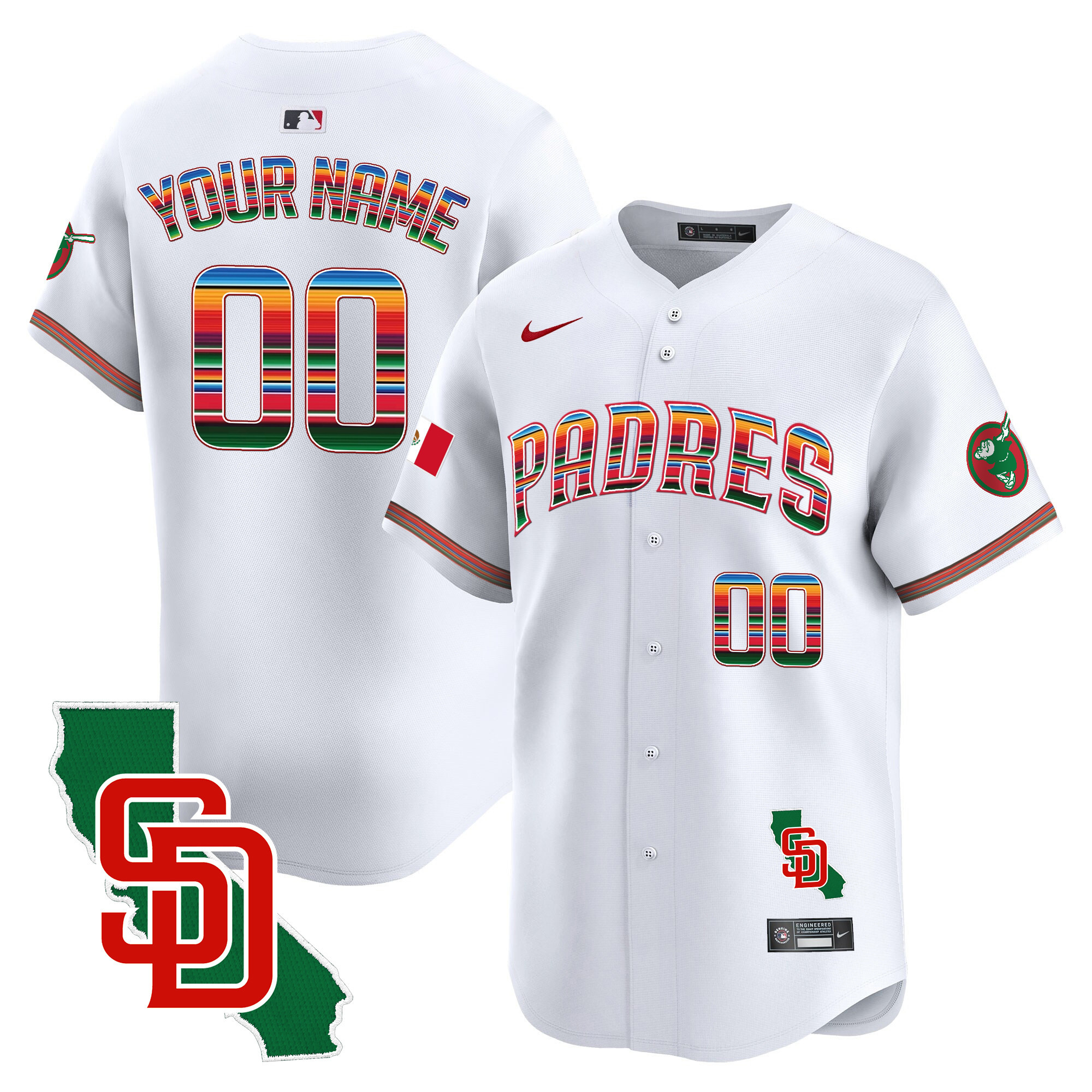 Padres Mexico California Patch Vapor Premier Limited Custom Jersey – All Stitched