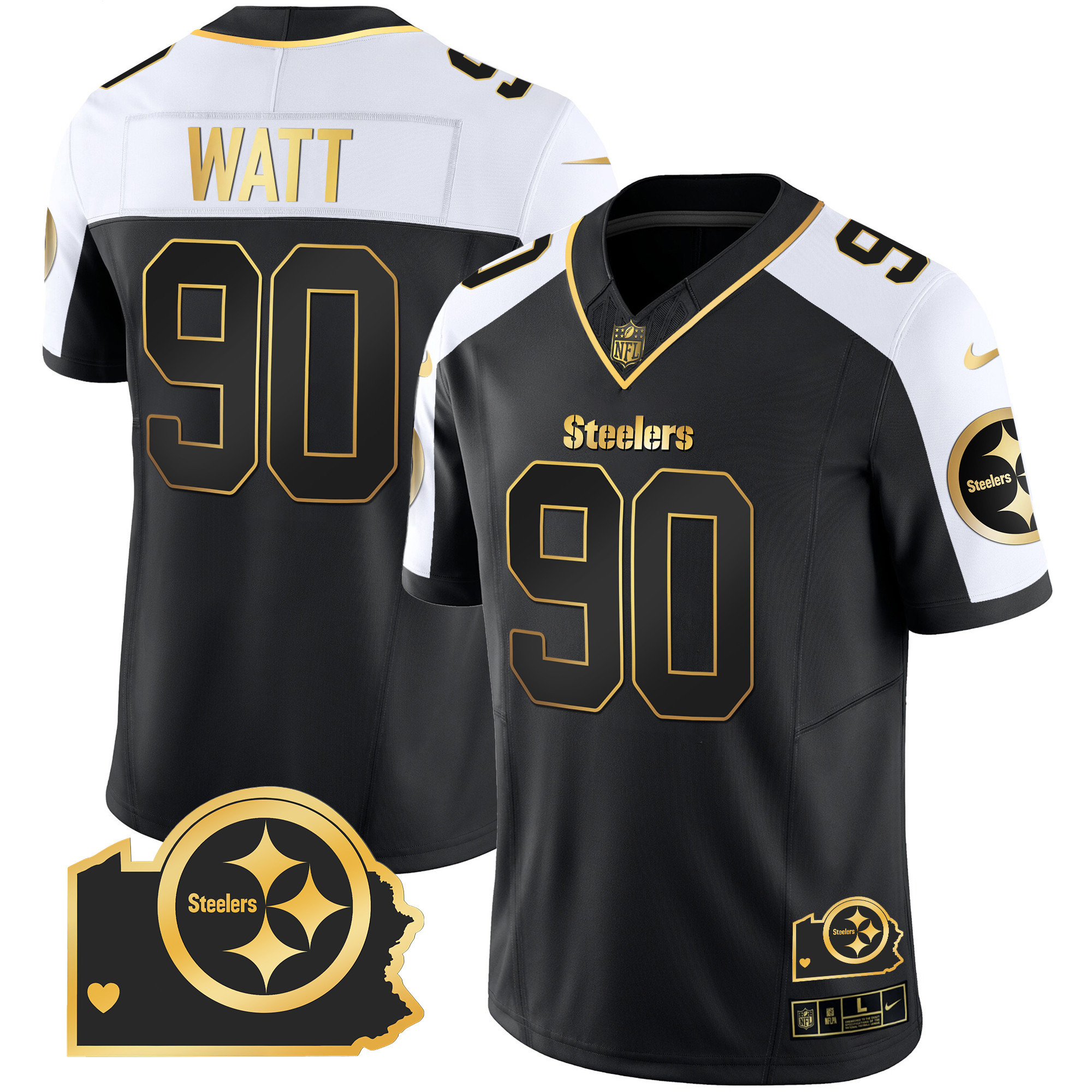 Men's Steelers Home Patch Gold Vapor Jersey - All Stitched - Image 3