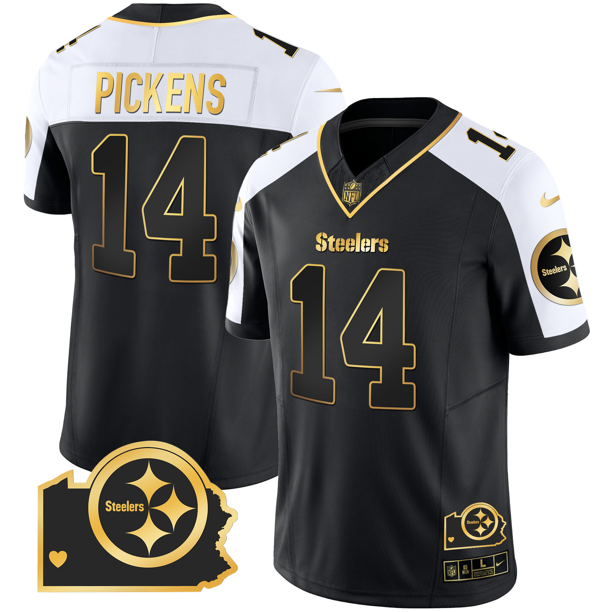 Men's Steelers Home Patch Gold Vapor Jersey - All Stitched - Image 4