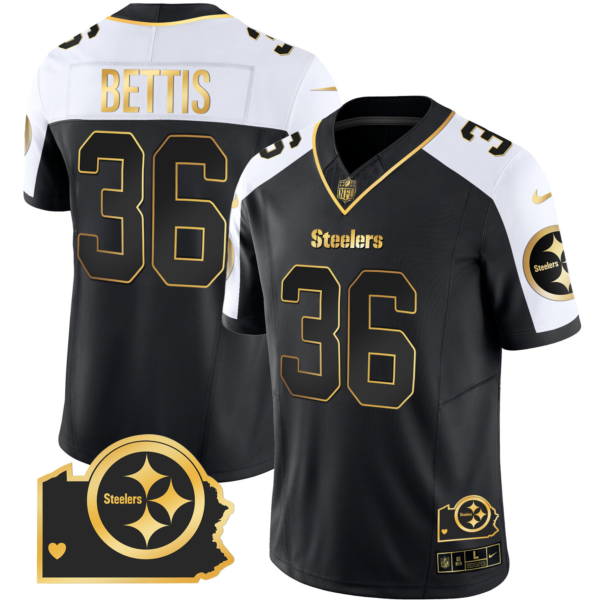 Men's Steelers Home Patch Gold Vapor Jersey - All Stitched - Image 7
