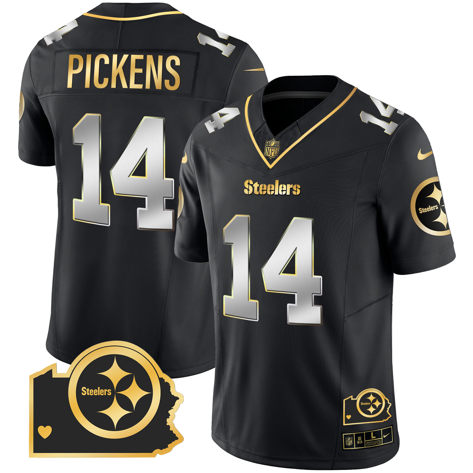 Men's Steelers Home Patch Gold Vapor Jersey - All Stitched - Image 11