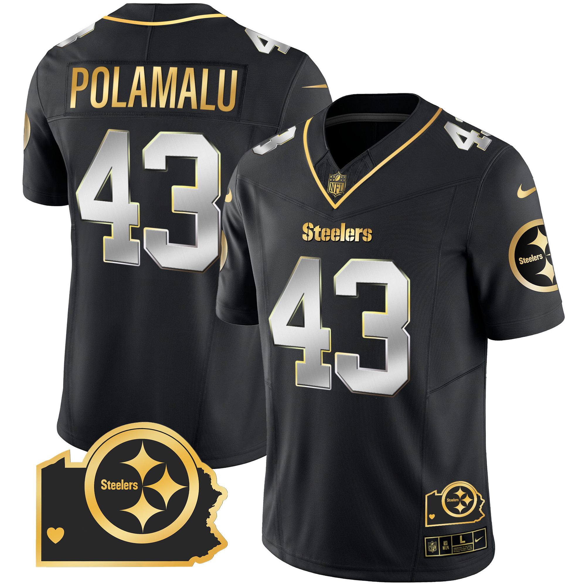 Men's Steelers Home Patch Gold Vapor Jersey - All Stitched - Image 13