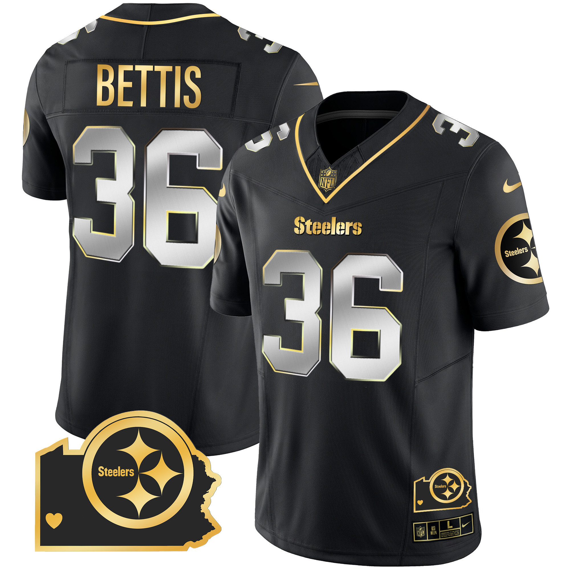 Men's Steelers Home Patch Gold Vapor Jersey - All Stitched - Image 14