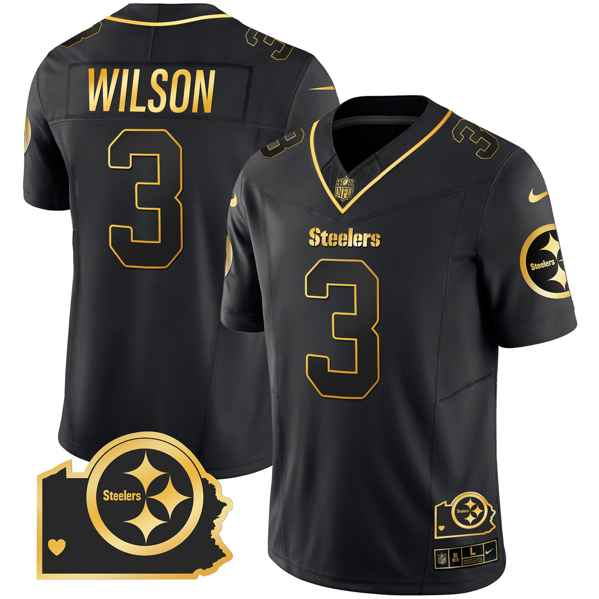 Men's Steelers Home Patch Gold Vapor Jersey - All Stitched - Image 15