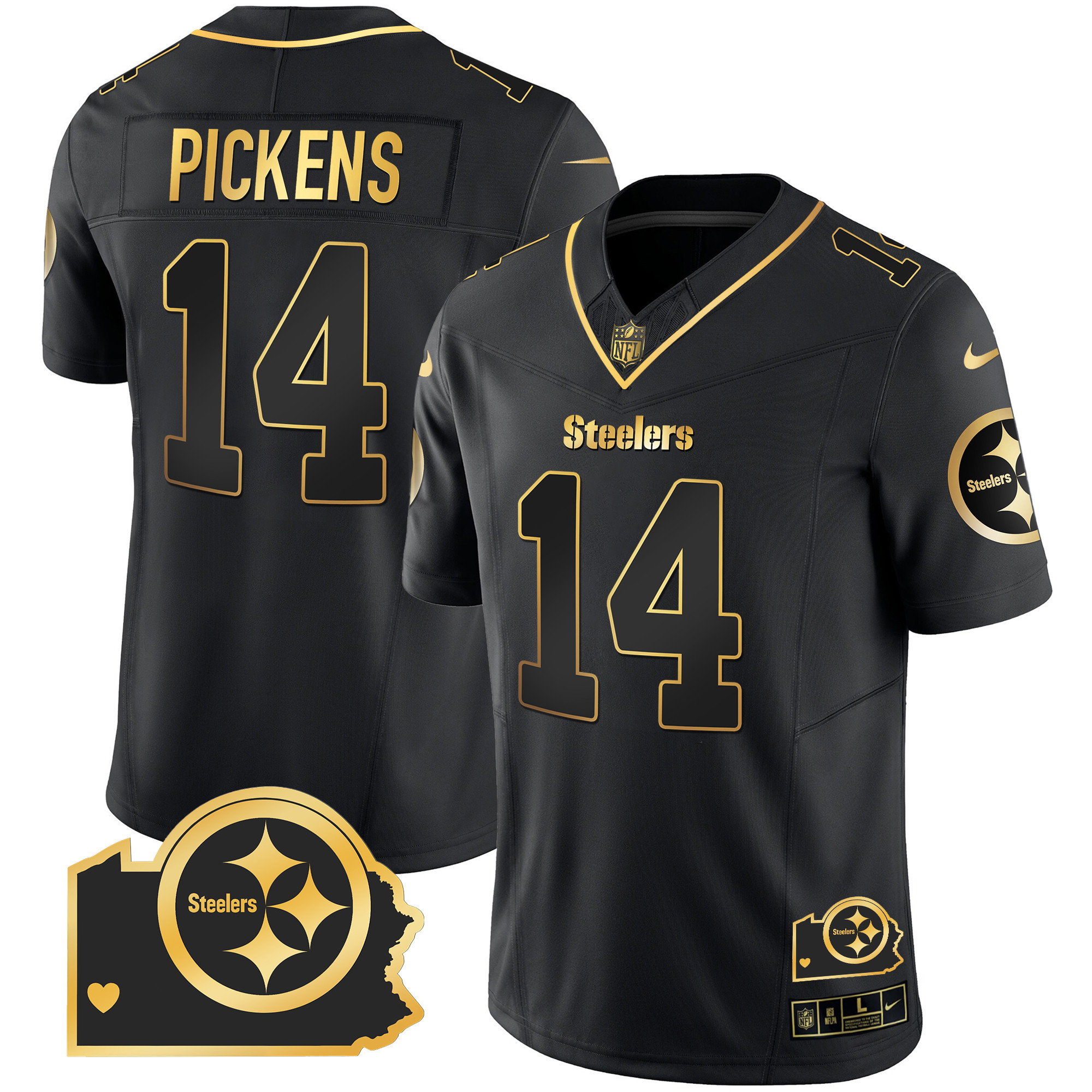 Men's Steelers Home Patch Gold Vapor Jersey - All Stitched - Image 18