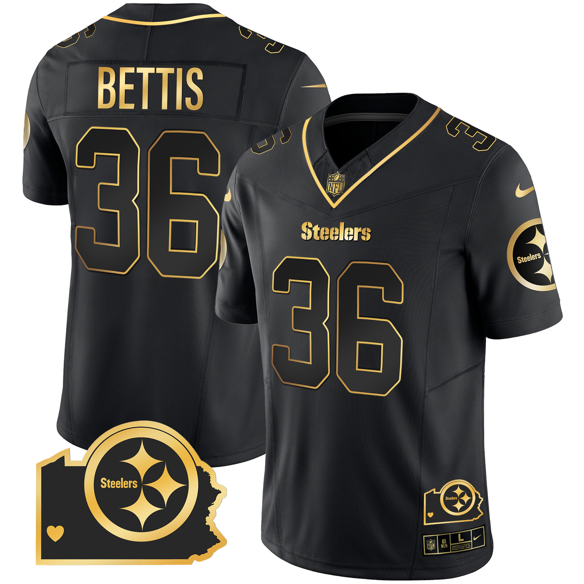 Men's Steelers Home Patch Gold Vapor Jersey - All Stitched - Image 21