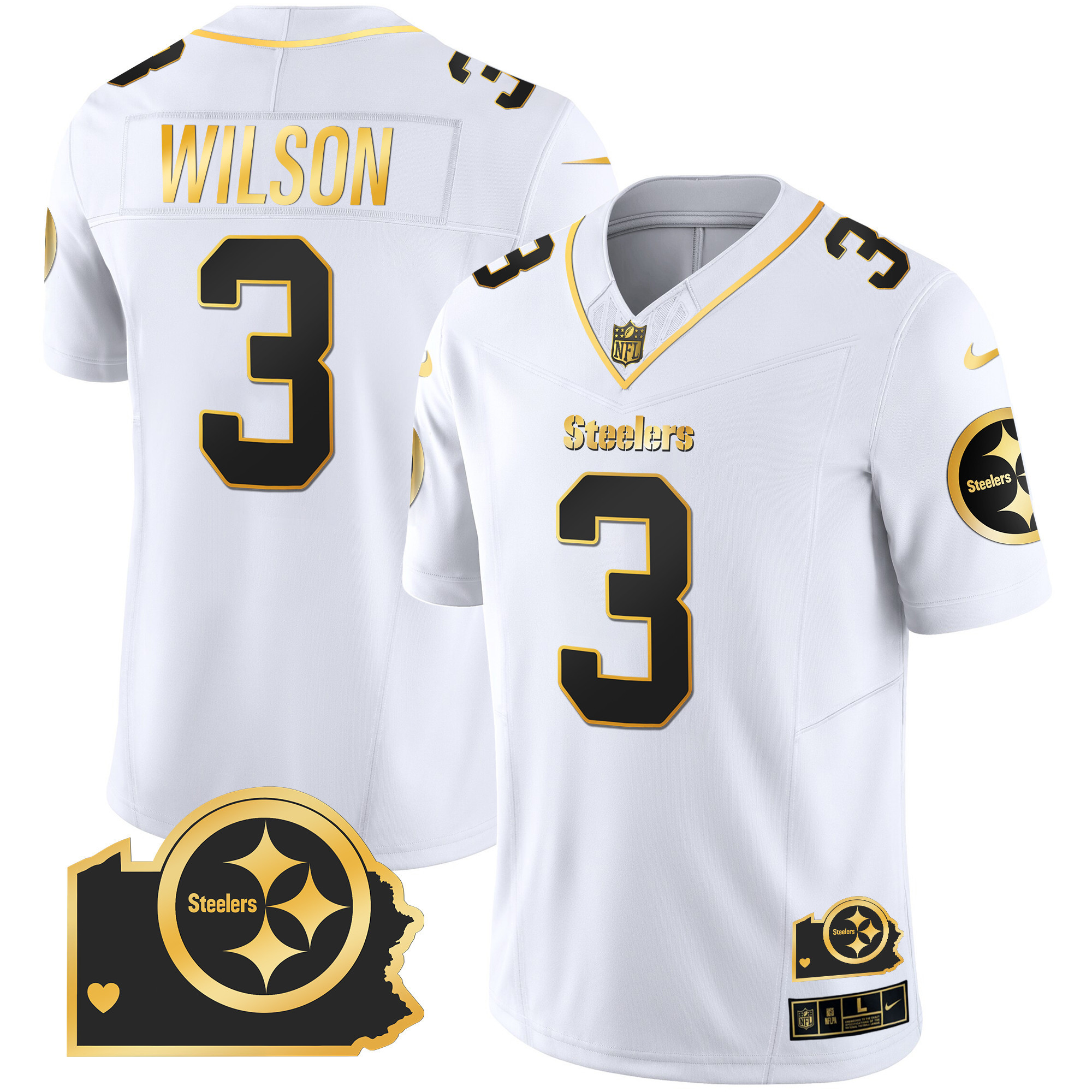 Men's Steelers Home Patch Gold Vapor Jersey - All Stitched - Image 22