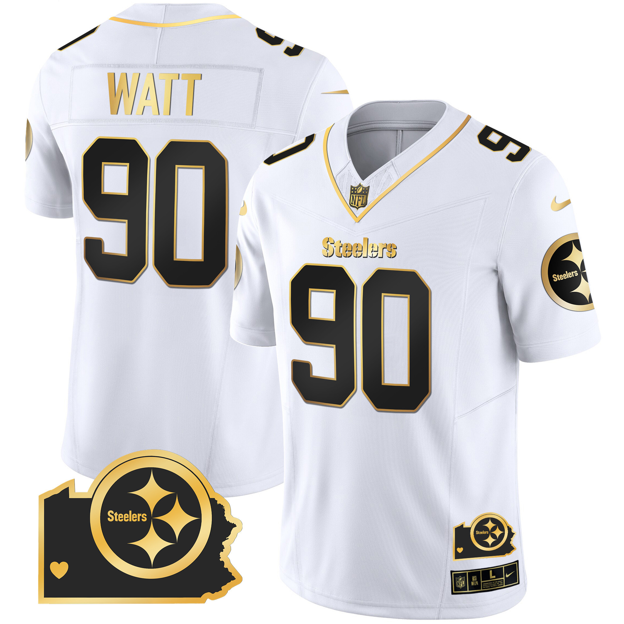 Men's Steelers Home Patch Gold Vapor Jersey - All Stitched - Image 24
