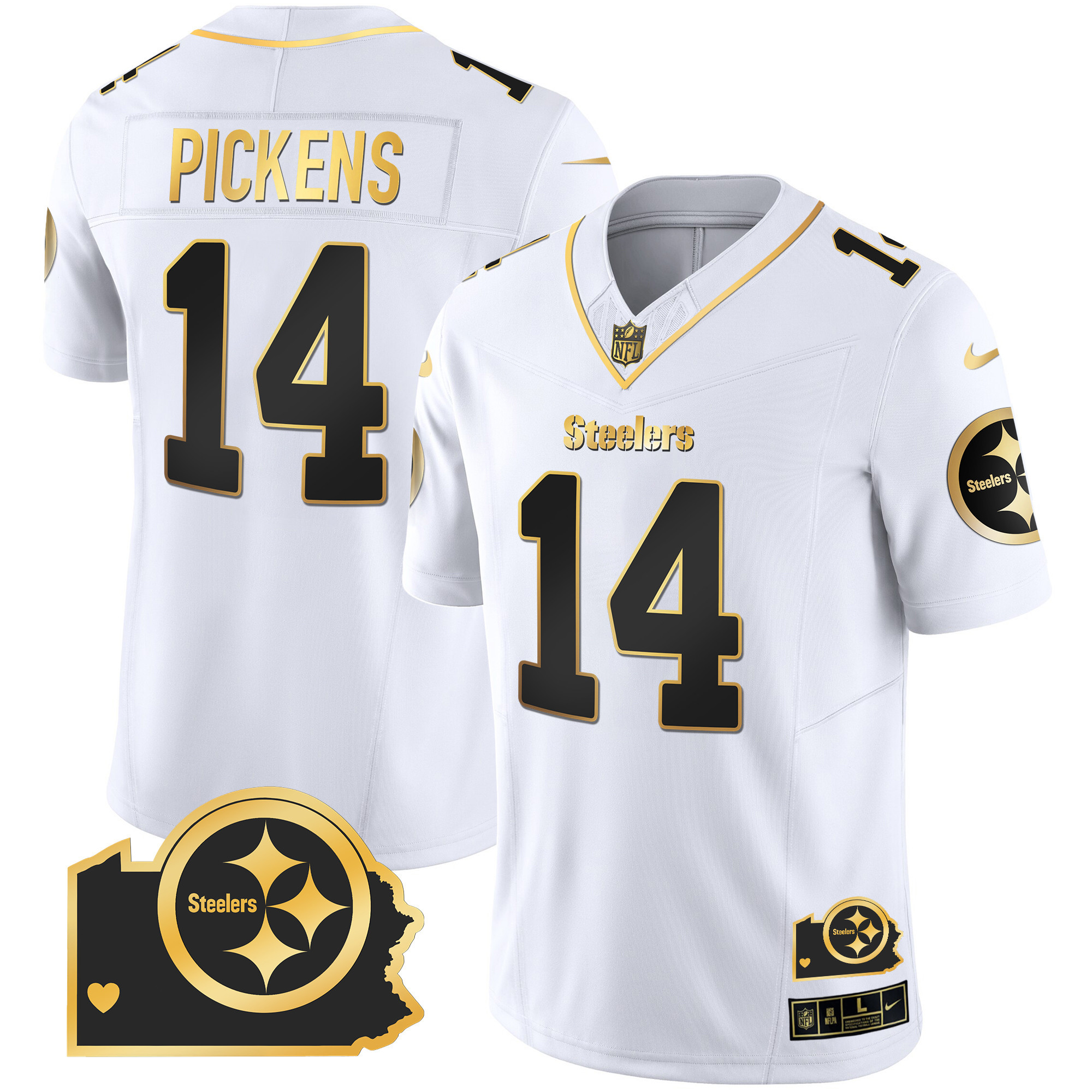 Men's Steelers Home Patch Gold Vapor Jersey - All Stitched - Image 25