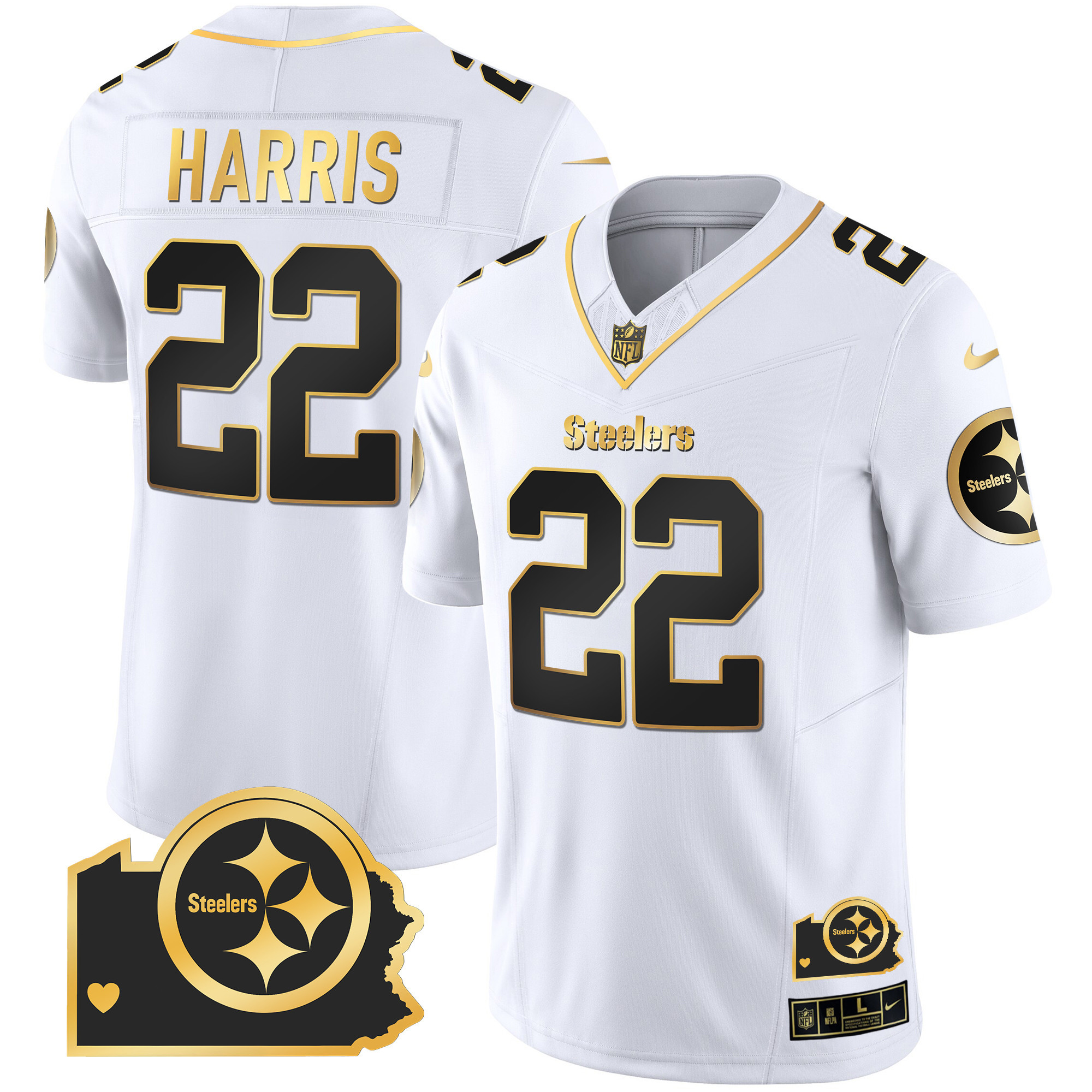 Men's Steelers Home Patch Gold Vapor Jersey - All Stitched - Image 26