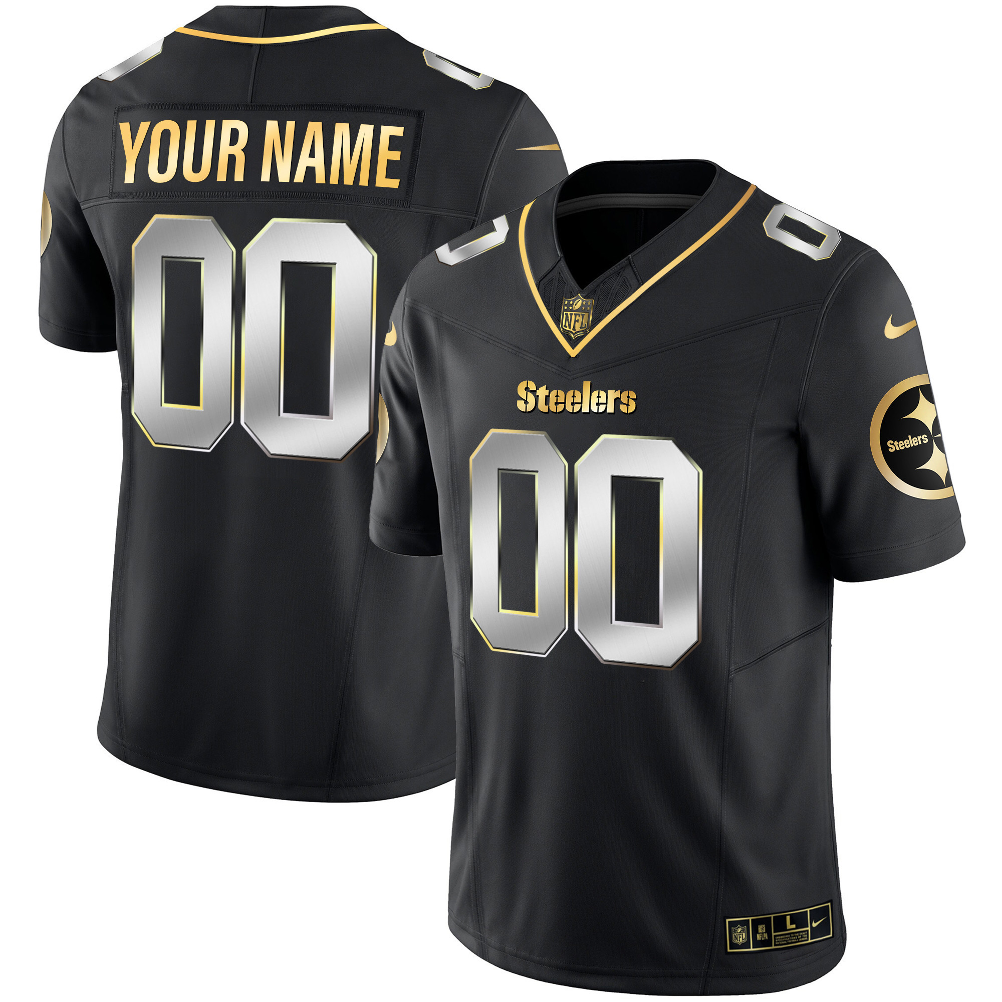 Steelers Gold Vapor Custom Jersey V2 - All Stitched - Image 2