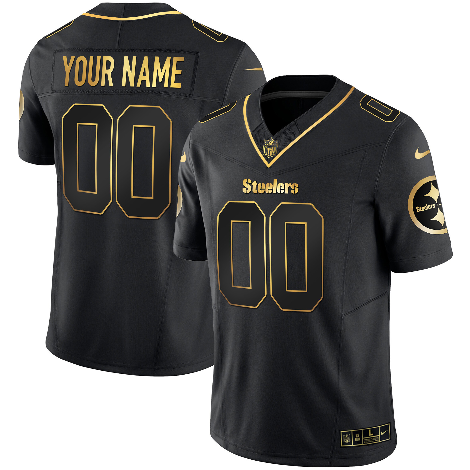 Steelers Gold Vapor Custom Jersey V2 - All Stitched - Image 3