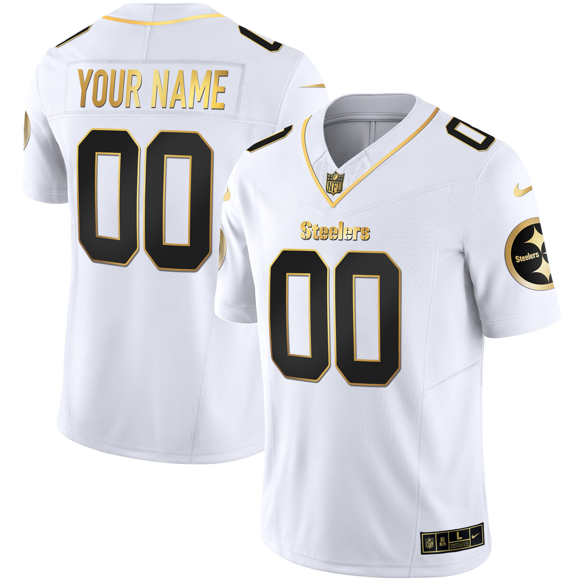 Steelers Gold Vapor Custom Jersey V2 - All Stitched - Image 4