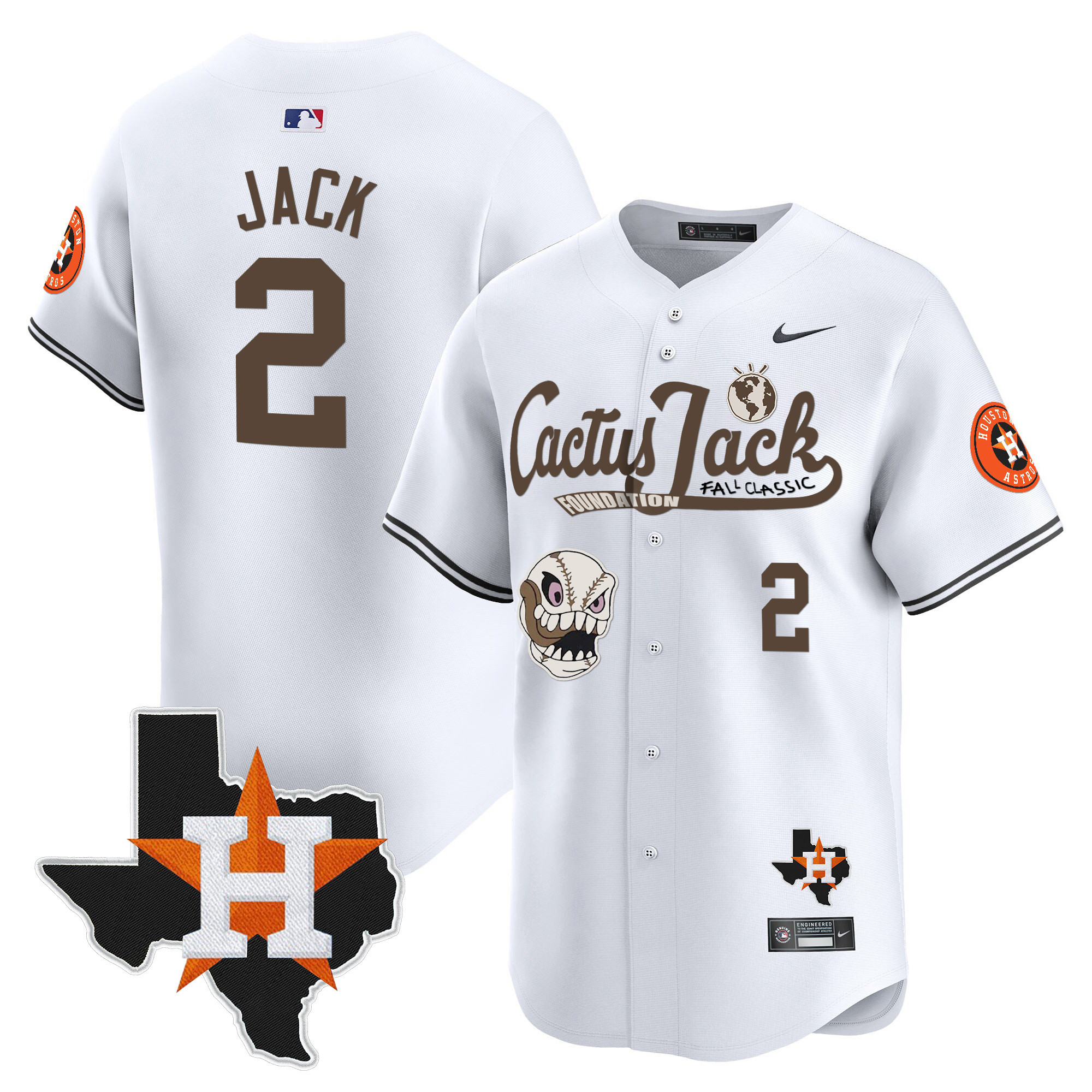 Men's Houston Astros Cactus Jack Patch Vapor Premier Limited Jersey V8 - Stitched - Image 11