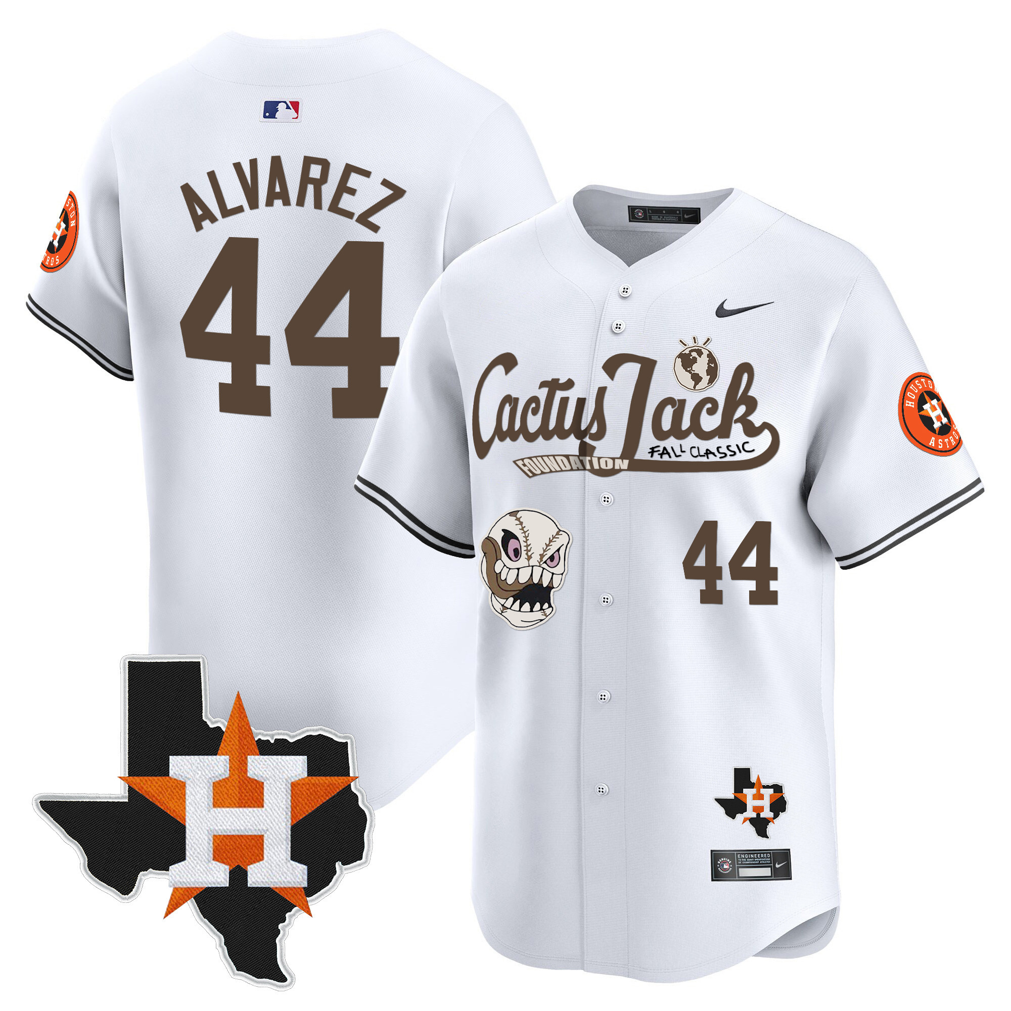 Men's Houston Astros Cactus Jack Patch Vapor Premier Limited Jersey V8 - Stitched - Image 15