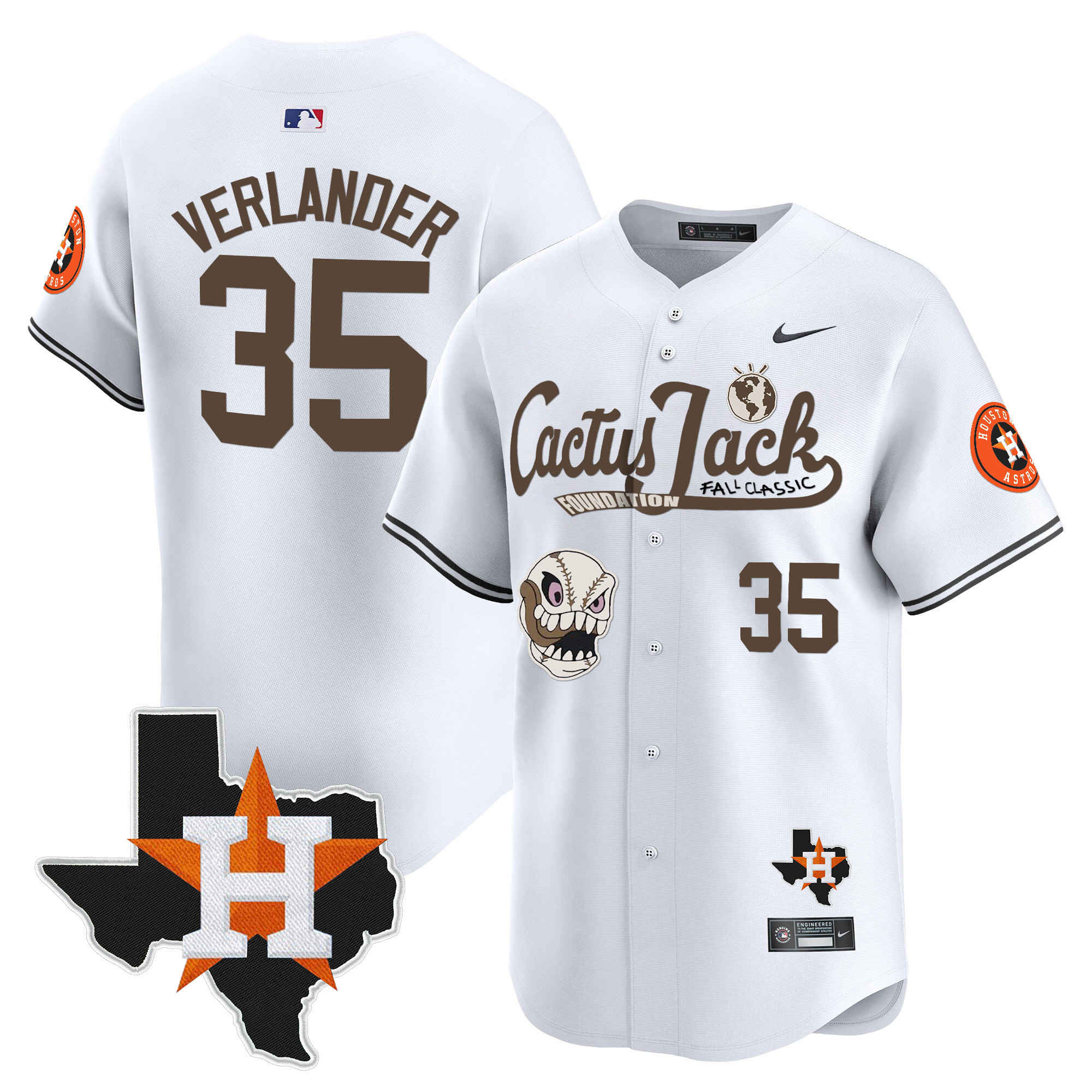 Men's Houston Astros Cactus Jack Patch Vapor Premier Limited Jersey V8 - Stitched - Image 16