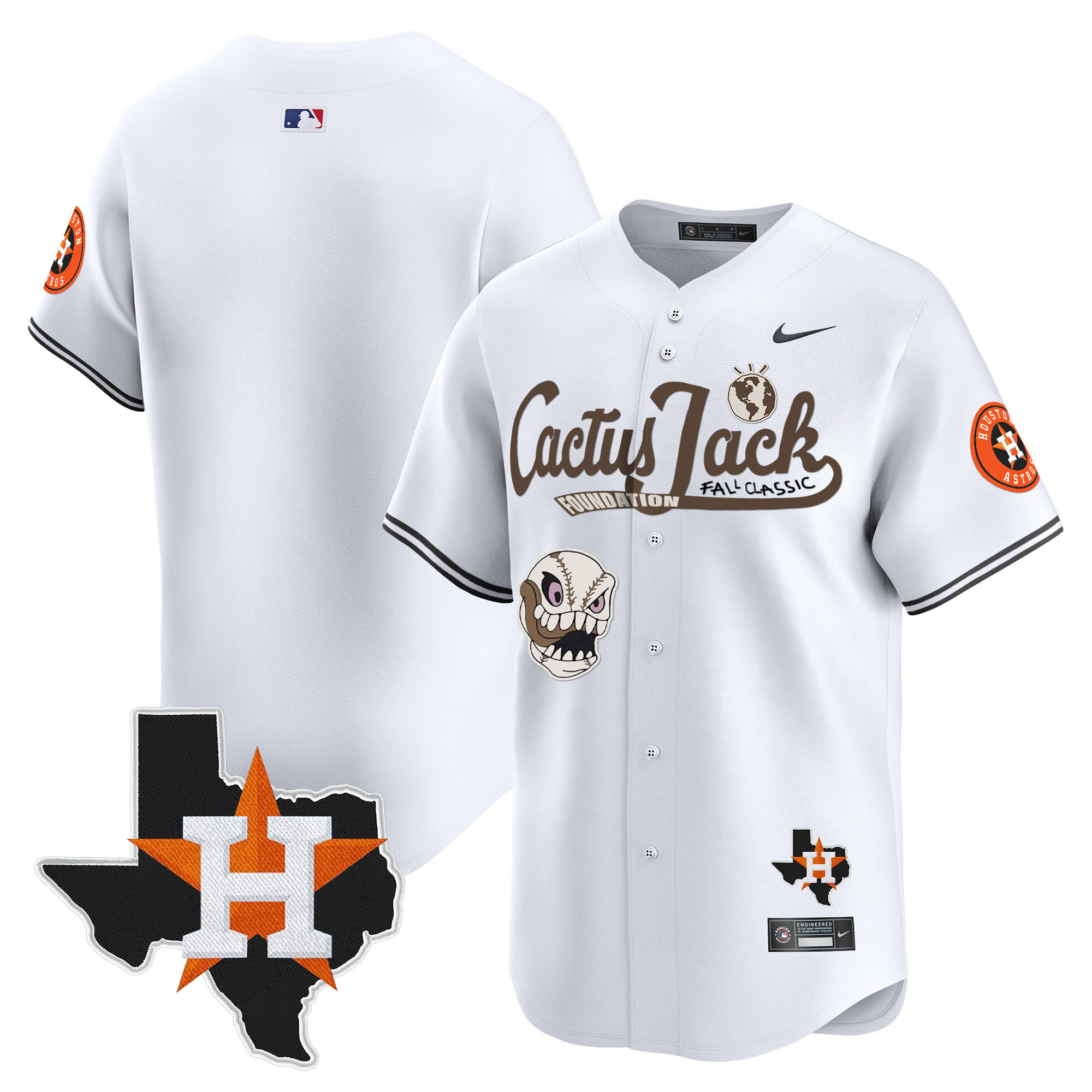 Men's Houston Astros Cactus Jack Patch Vapor Premier Limited Jersey V8 - Stitched - Image 18