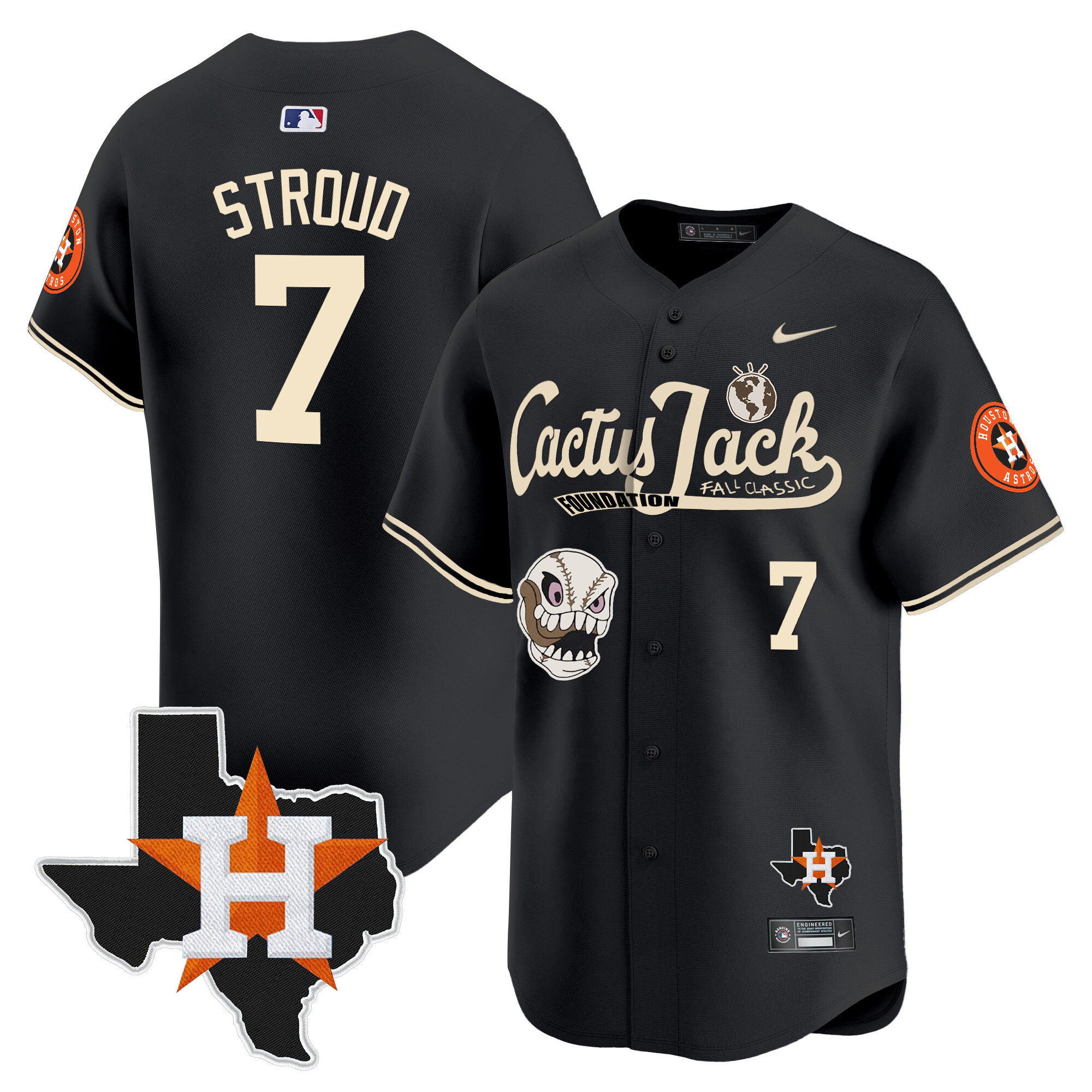 Men's Houston Astros Cactus Jack Patch Vapor Premier Limited Jersey V8 - Stitched - Image 19