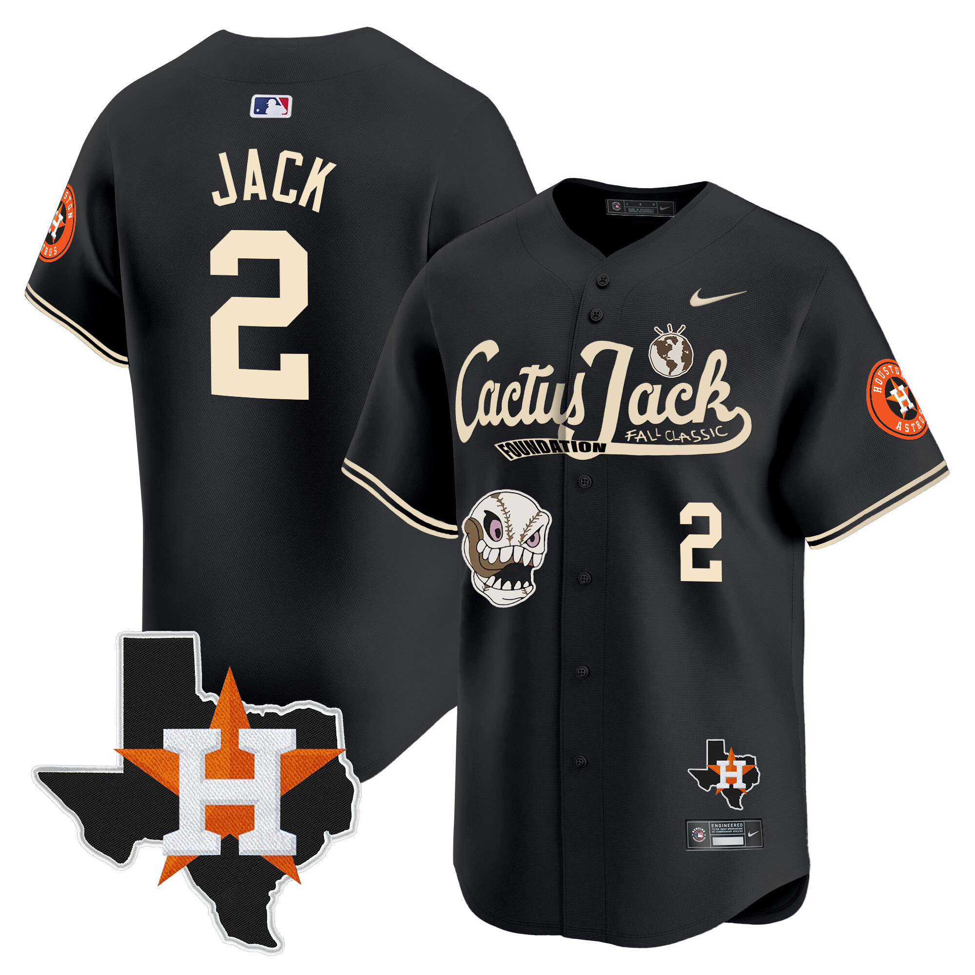 Men's Houston Astros Cactus Jack Patch Vapor Premier Limited Jersey V8 - Stitched - Image 20