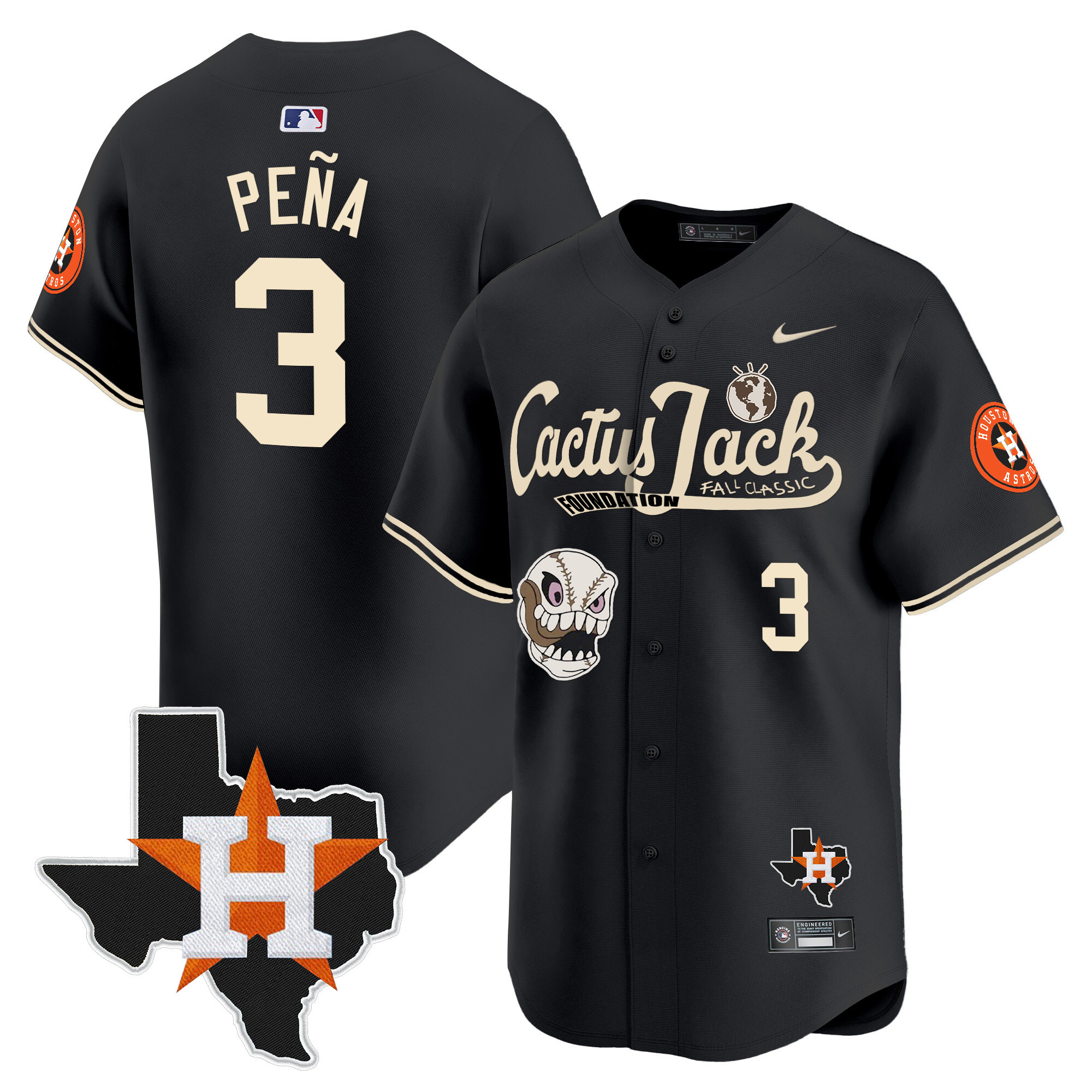 Men's Houston Astros Cactus Jack Patch Vapor Premier Limited Jersey V8 - Stitched - Image 21