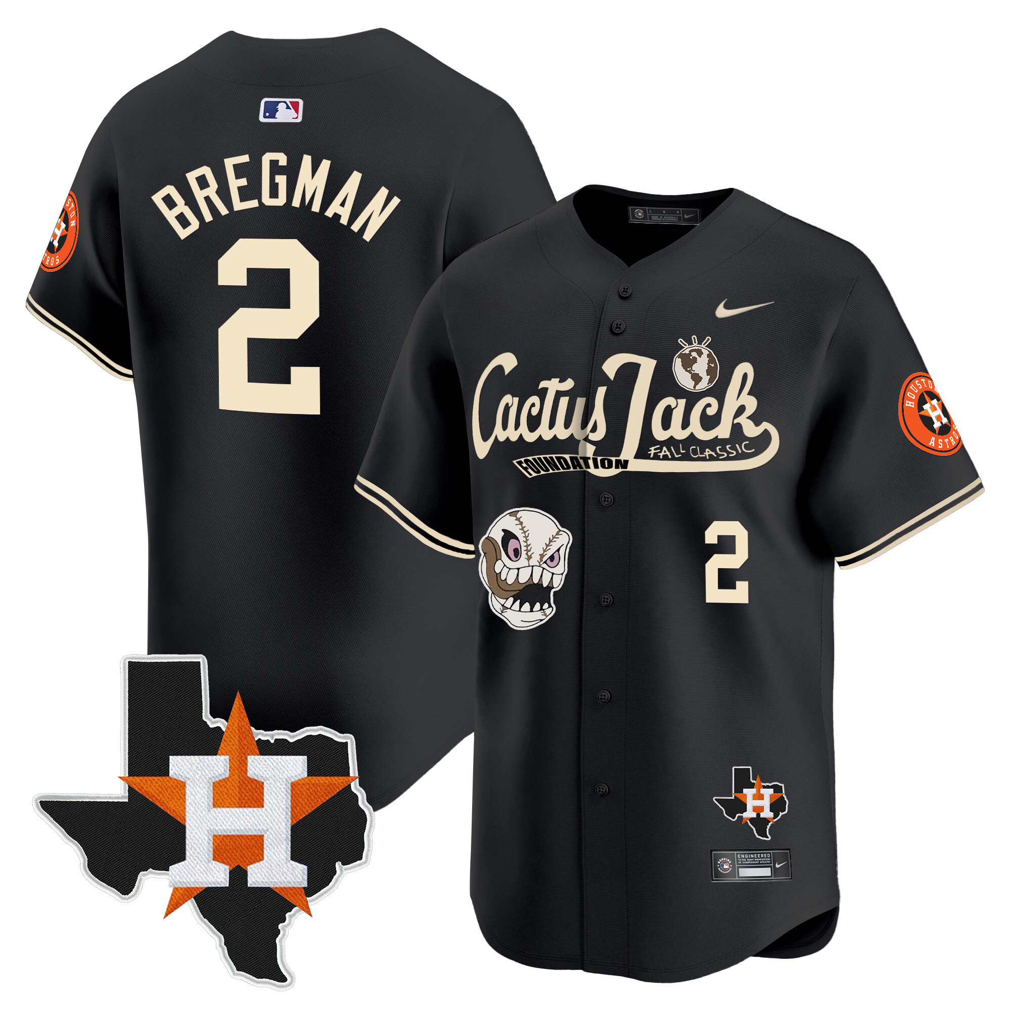 Men's Houston Astros Cactus Jack Patch Vapor Premier Limited Jersey V8 - Stitched - Image 22