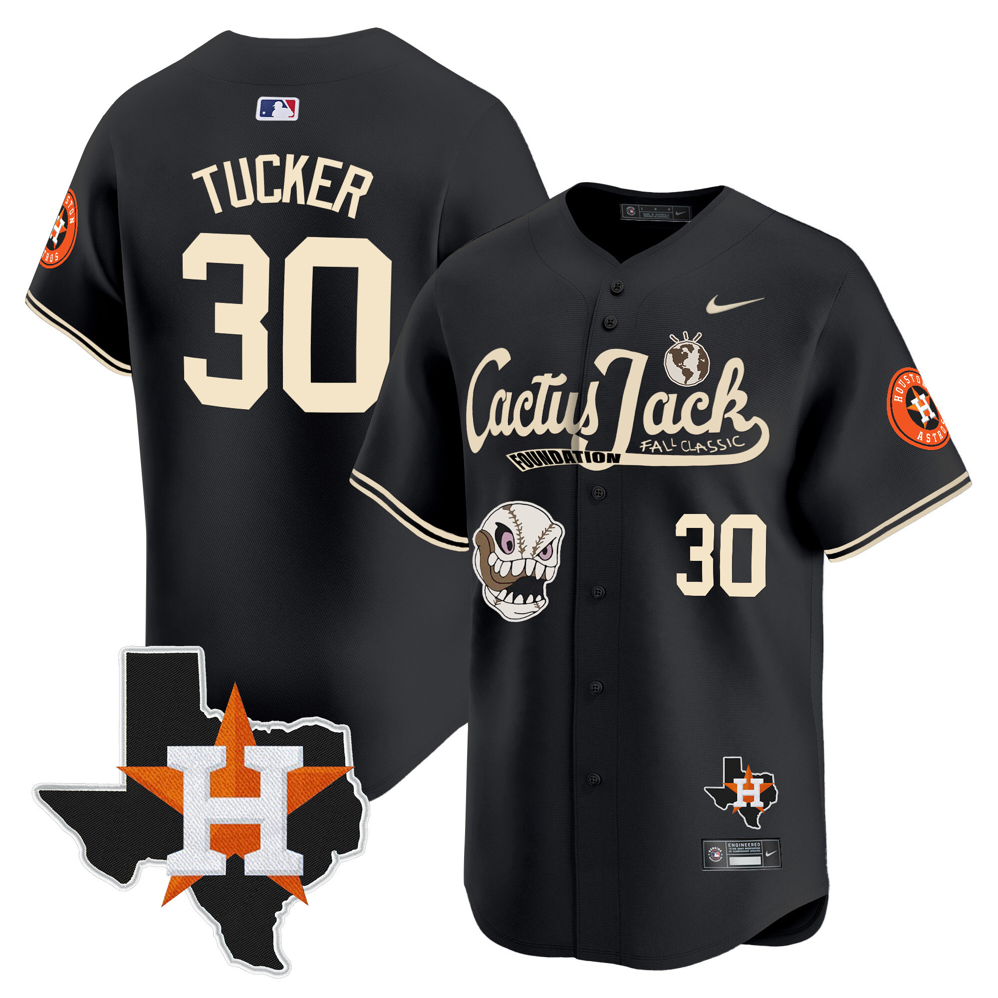 Men's Houston Astros Cactus Jack Patch Vapor Premier Limited Jersey V8 - Stitched - Image 26