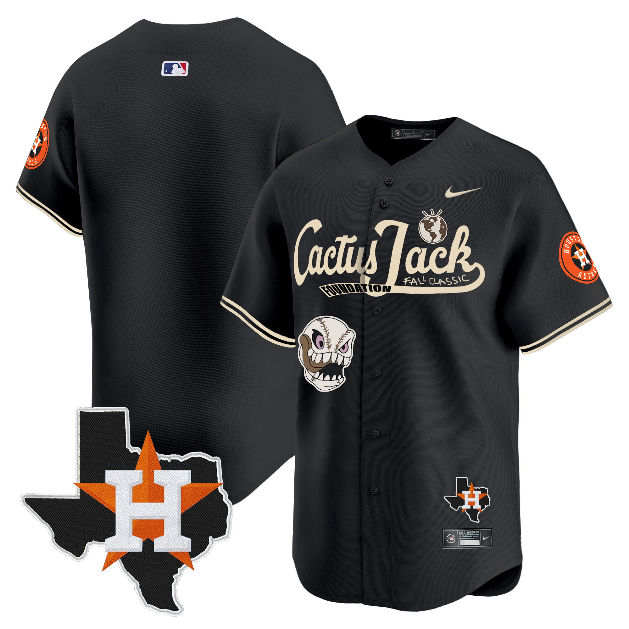 Men's Houston Astros Cactus Jack Patch Vapor Premier Limited Jersey V8 - Stitched - Image 27