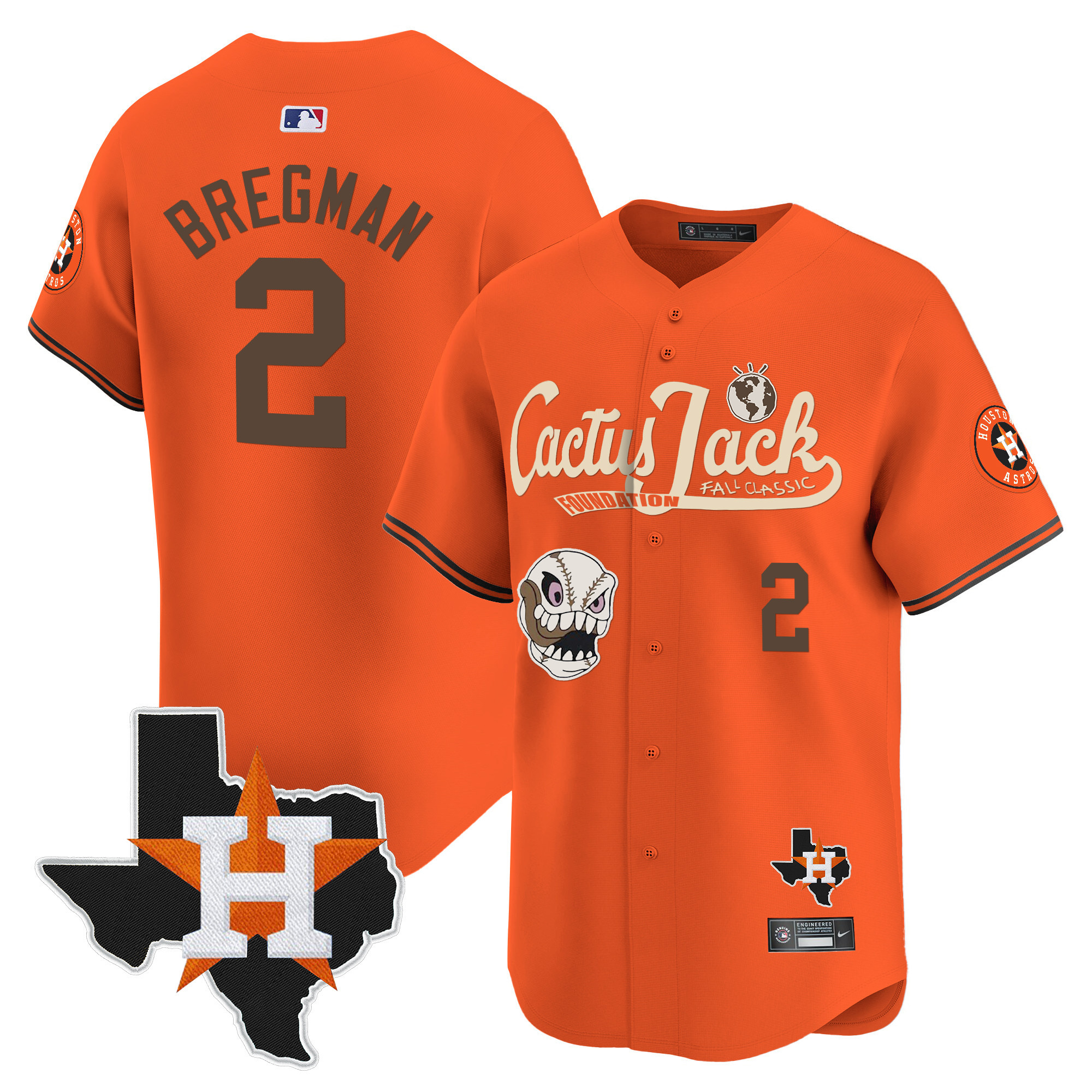 Men's Houston Astros Cactus Jack Patch Vapor Premier Limited Jersey V8 - Stitched - Image 31