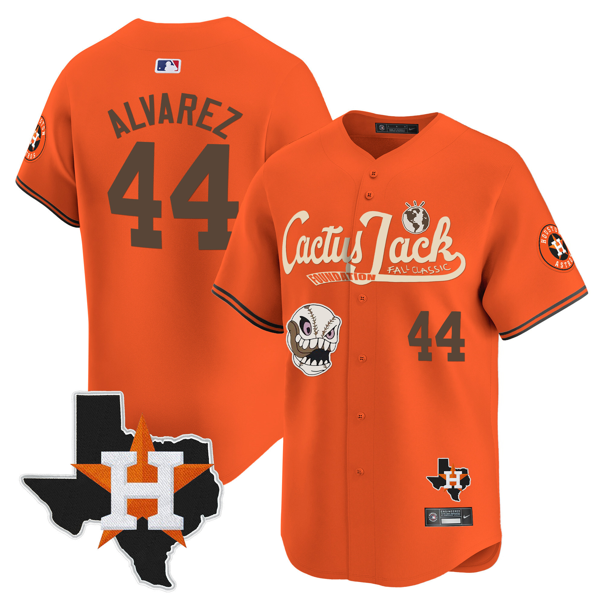 Men's Houston Astros Cactus Jack Patch Vapor Premier Limited Jersey V8 - Stitched - Image 33