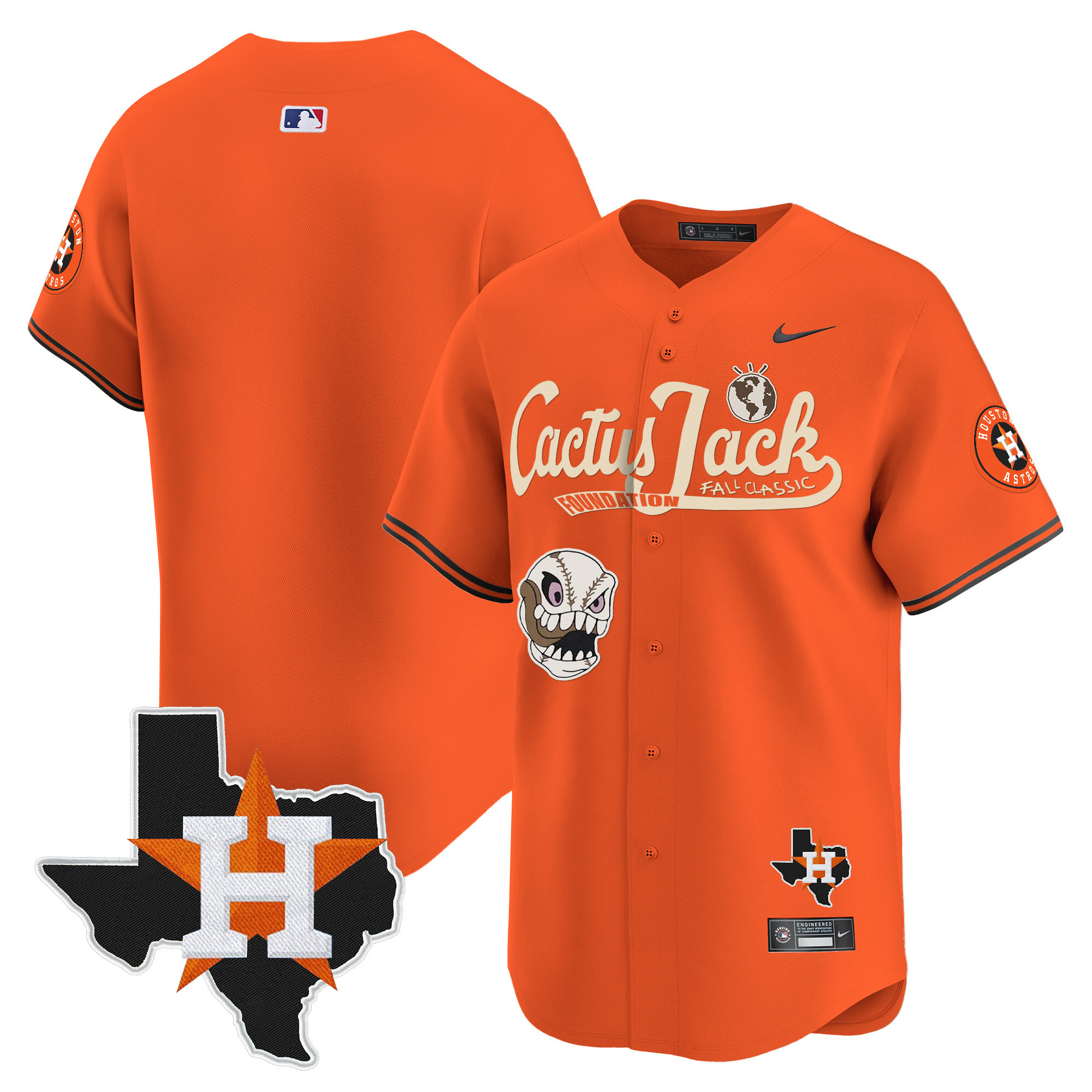Men's Houston Astros Cactus Jack Patch Vapor Premier Limited Jersey V8 - Stitched - Image 36