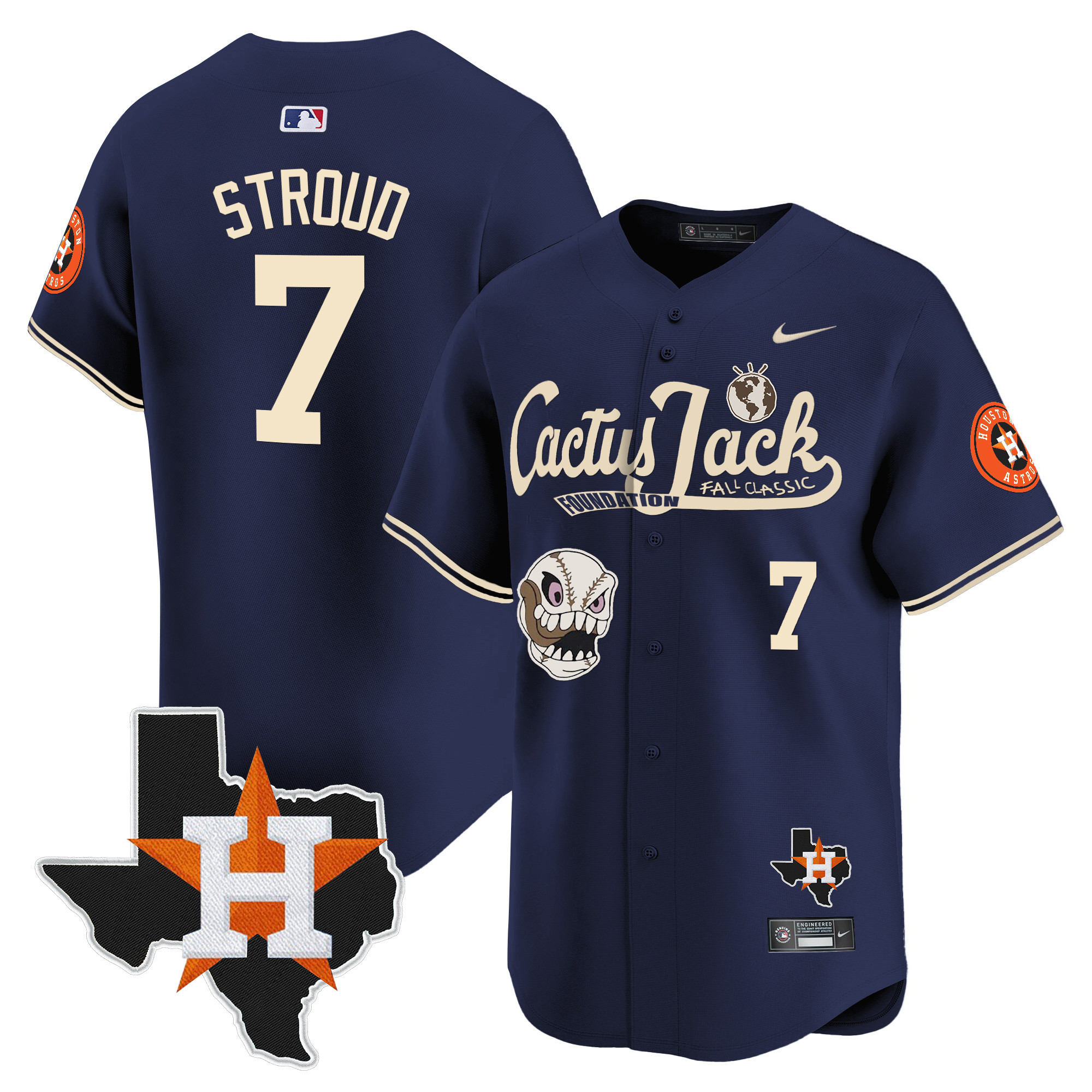 Men's Houston Astros Cactus Jack Patch Vapor Premier Limited Jersey V8 - Stitched - Image 37