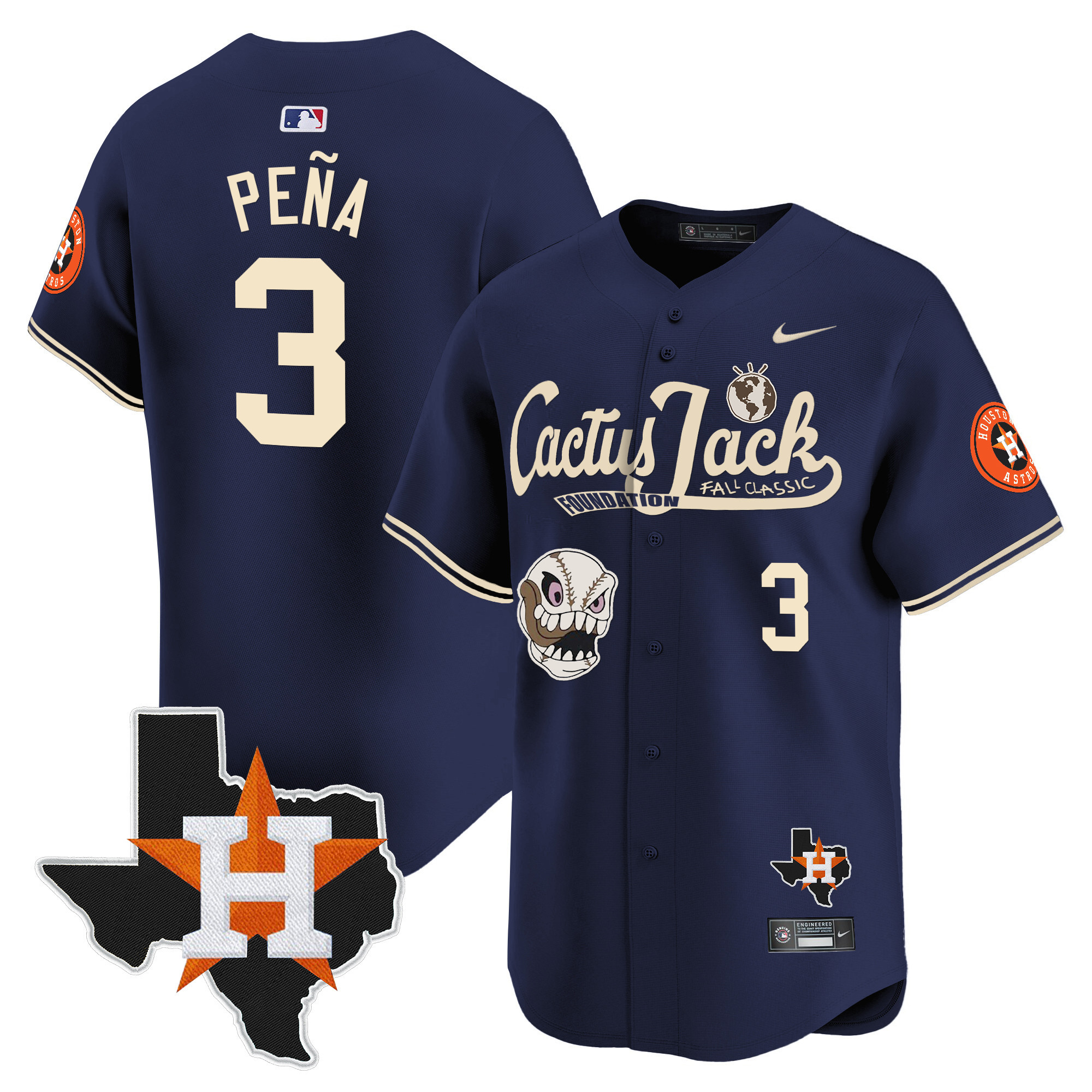Men's Houston Astros Cactus Jack Patch Vapor Premier Limited Jersey V8 - Stitched - Image 39