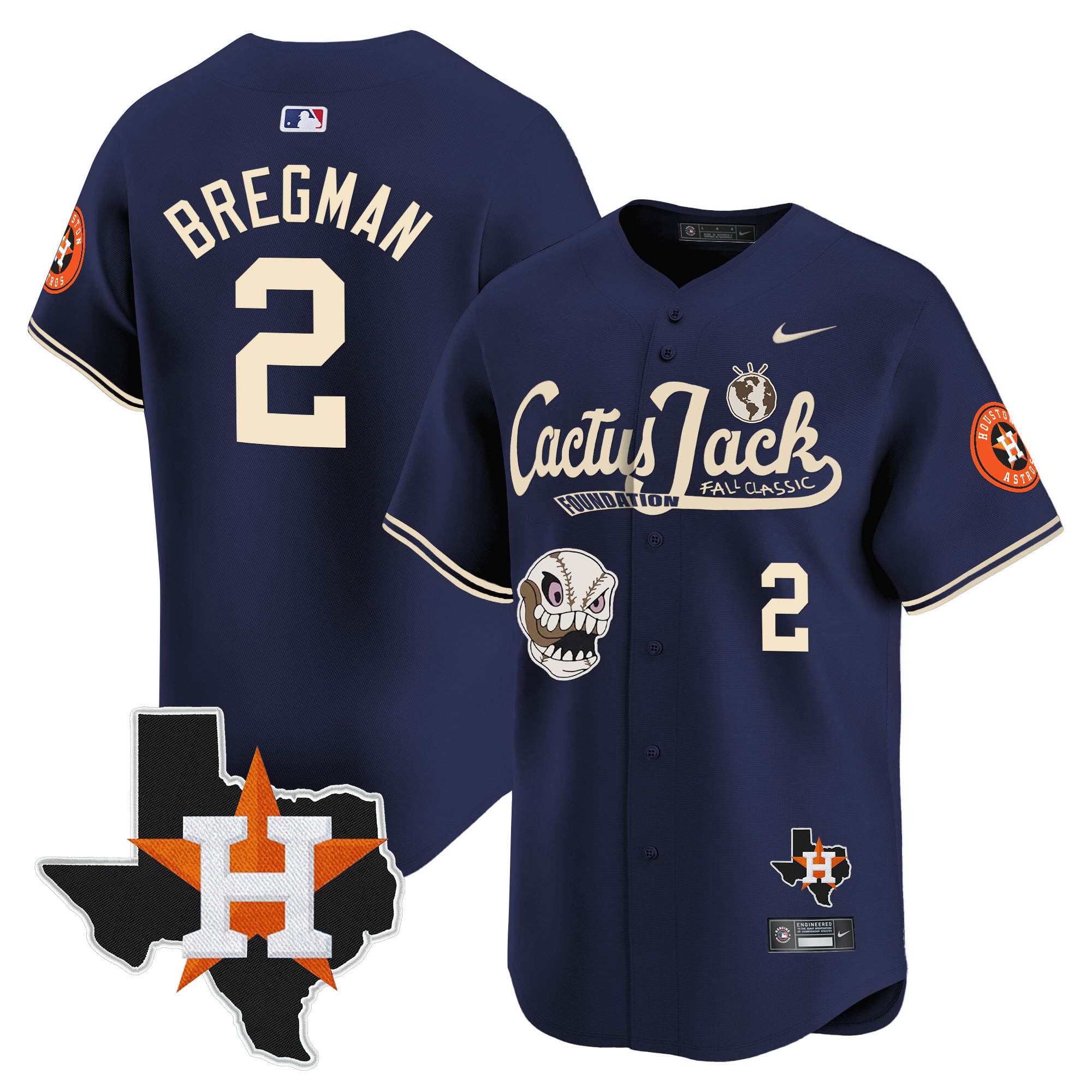 Men's Houston Astros Cactus Jack Patch Vapor Premier Limited Jersey V8 - Stitched - Image 40