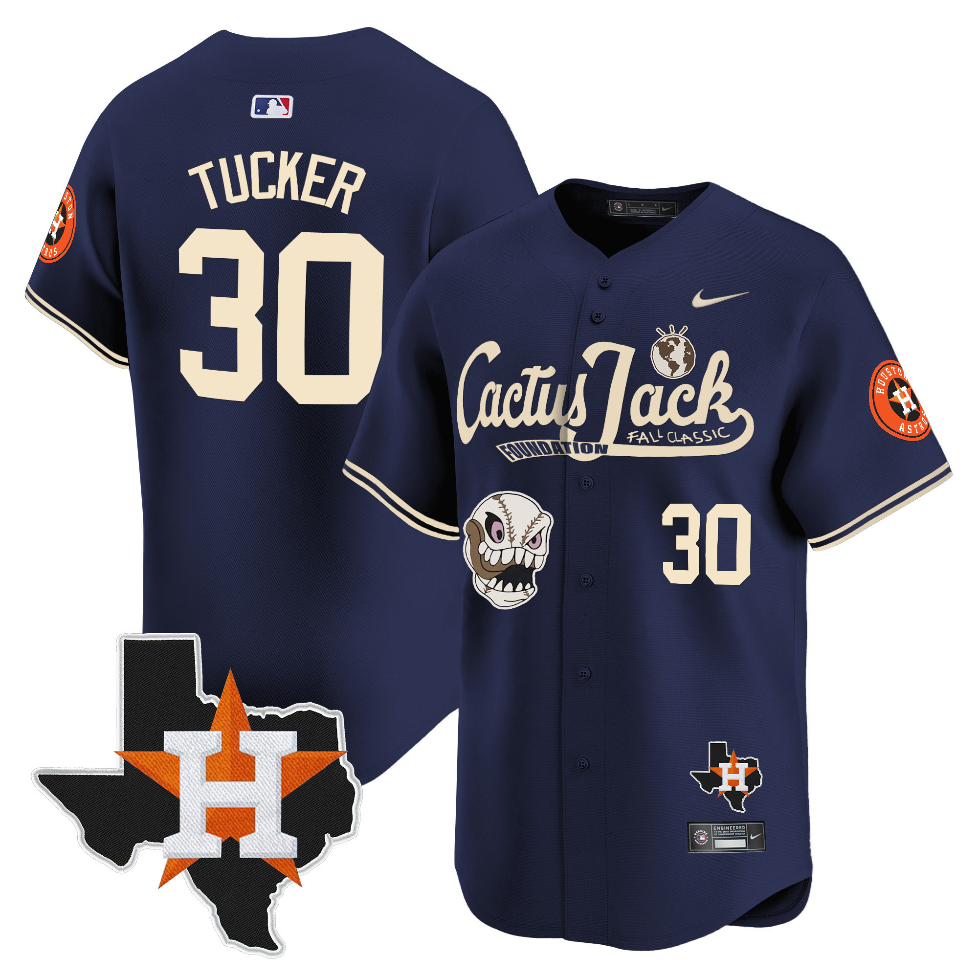 Men's Houston Astros Cactus Jack Patch Vapor Premier Limited Jersey V8 - Stitched - Image 44