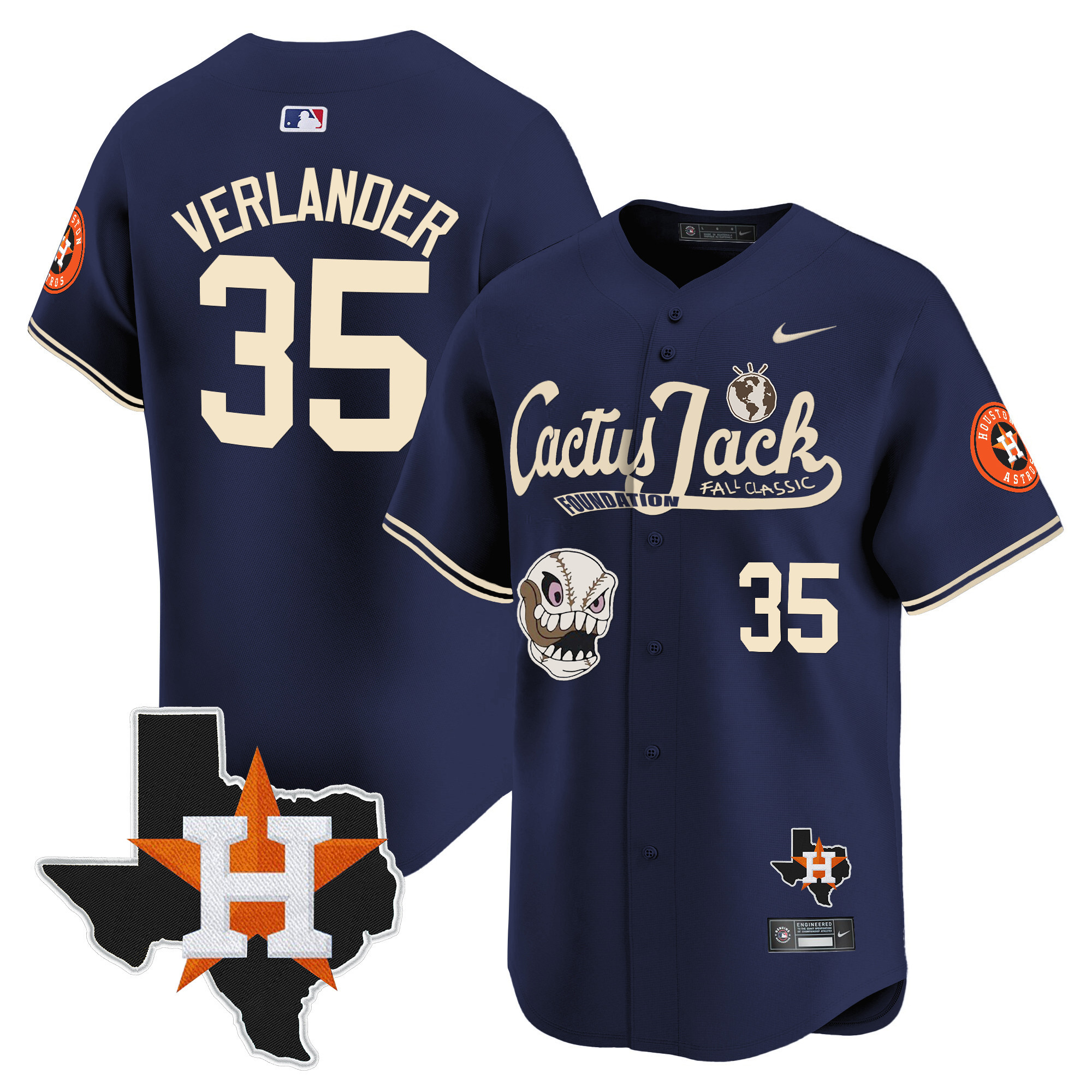 Men's Houston Astros Cactus Jack Patch Vapor Premier Limited Jersey V8 - Stitched - Image 43
