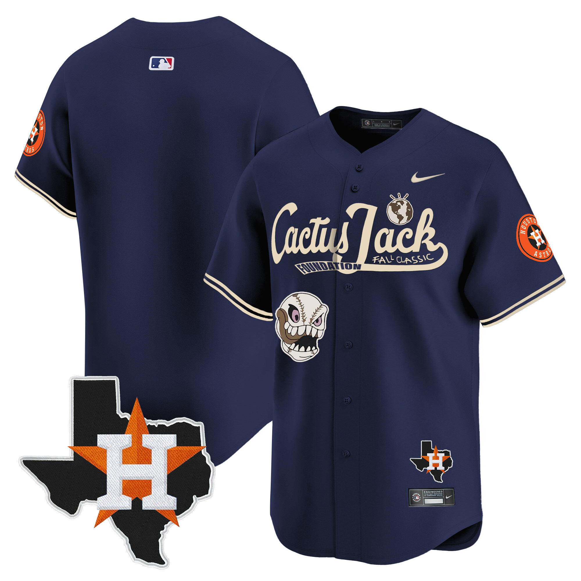 Men's Houston Astros Cactus Jack Patch Vapor Premier Limited Jersey V8 - Stitched - Image 45