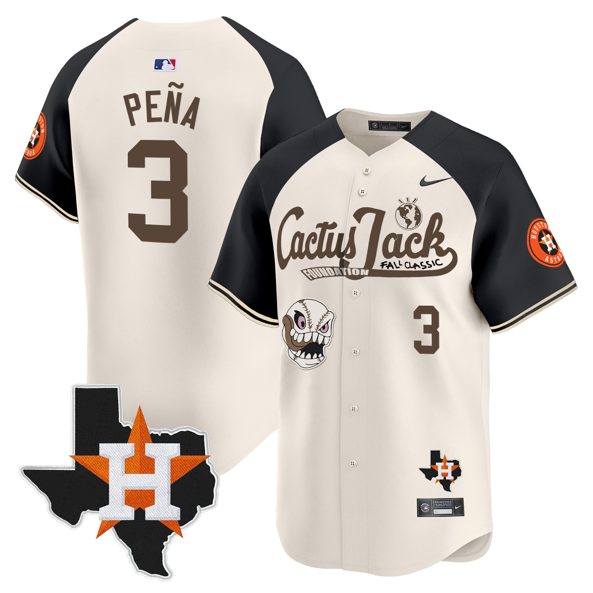 Men's Houston Astros Cactus Jack Patch Vapor Premier Limited Jersey V8 - Stitched - Image 48