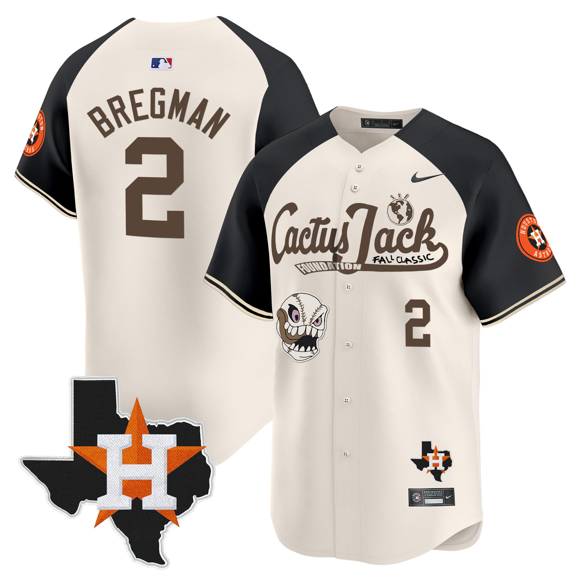 Men's Houston Astros Cactus Jack Patch Vapor Premier Limited Jersey V8 - Stitched - Image 49