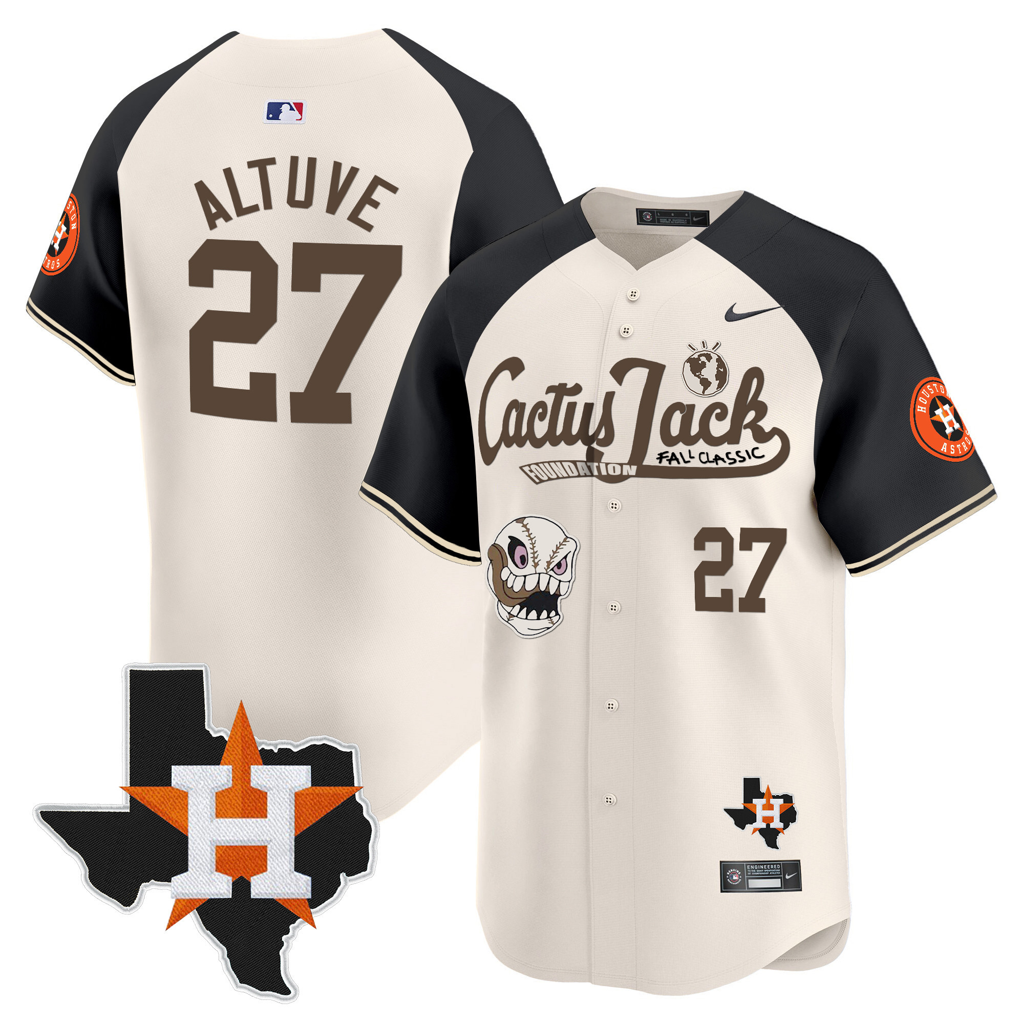 Men's Houston Astros Cactus Jack Patch Vapor Premier Limited Jersey V8 - Stitched - Image 50