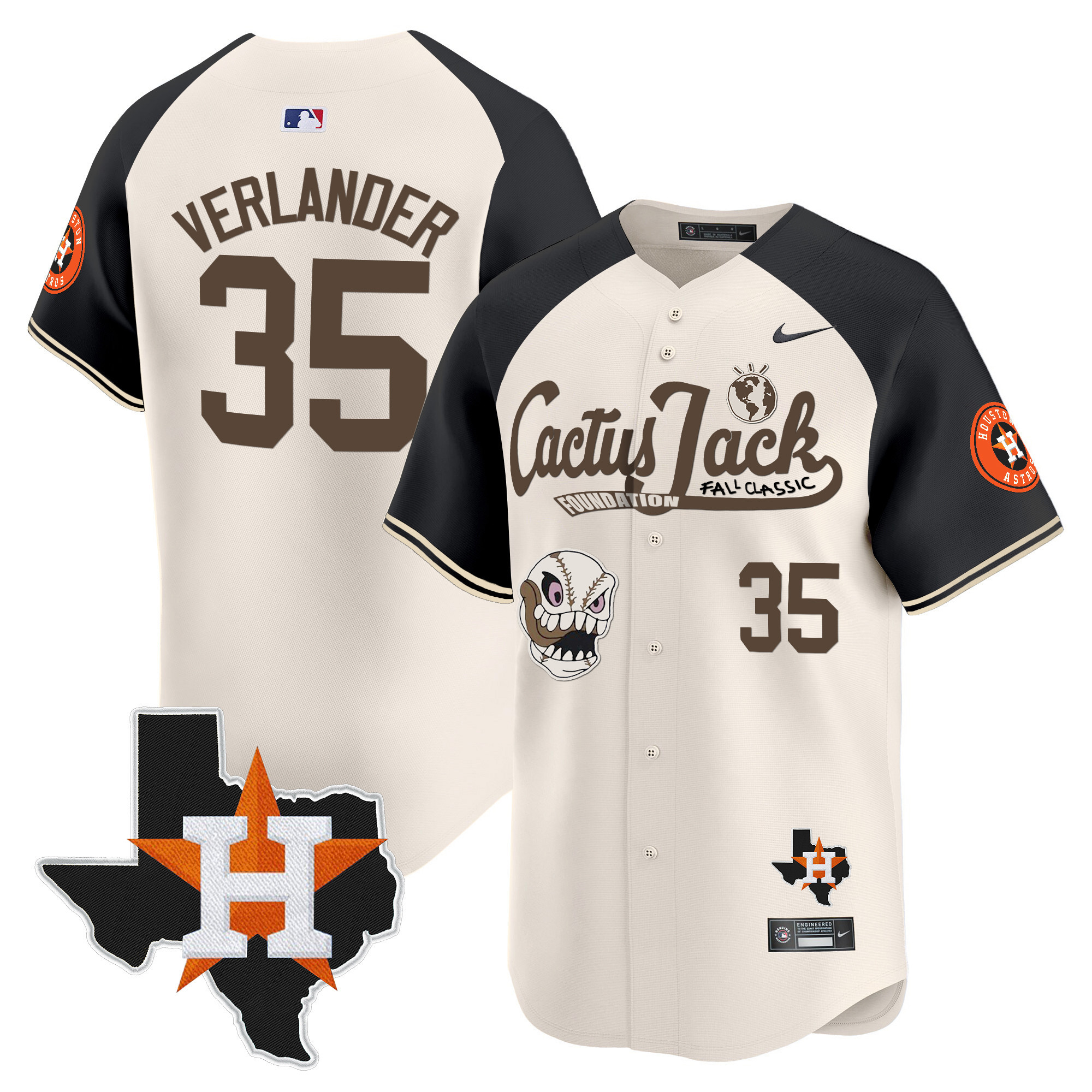 Men's Houston Astros Cactus Jack Patch Vapor Premier Limited Jersey V8 - Stitched - Image 52