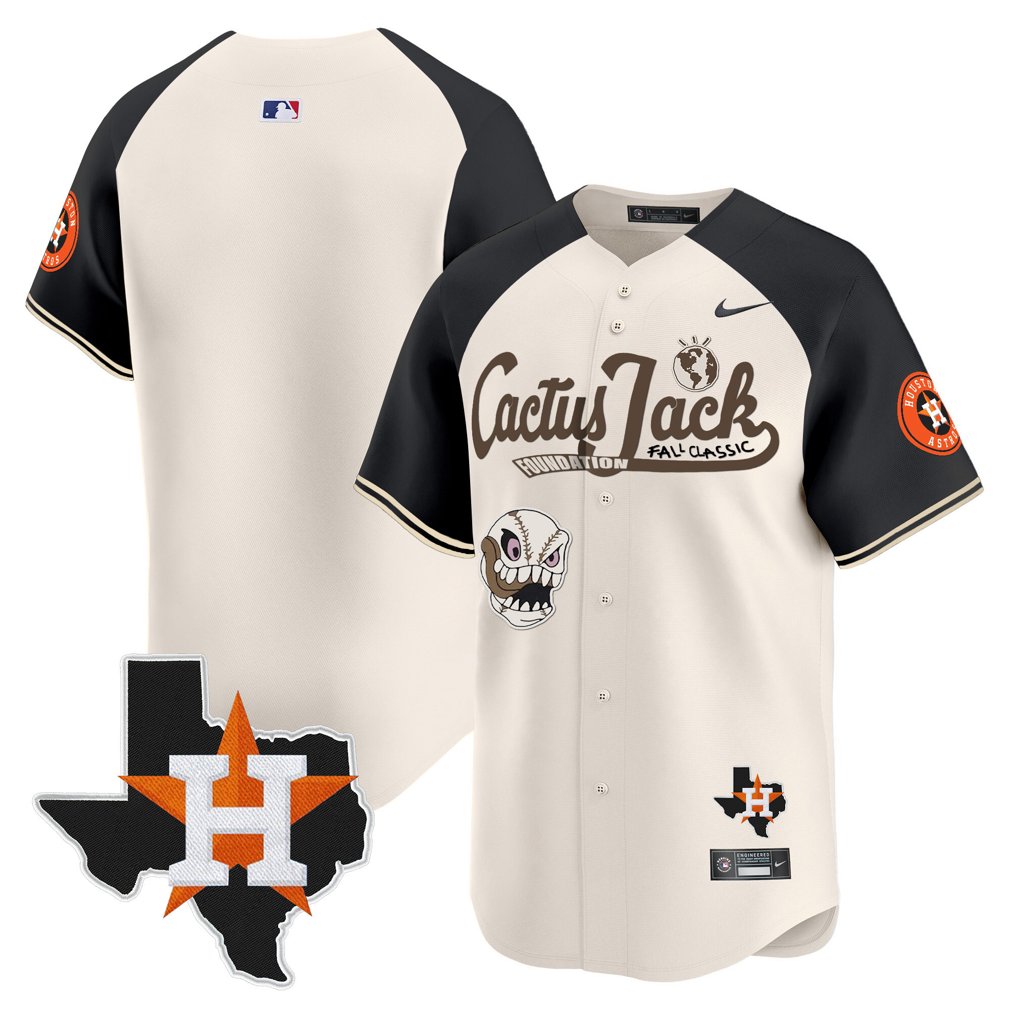 Men's Houston Astros Cactus Jack Patch Vapor Premier Limited Jersey V8 - Stitched - Image 54